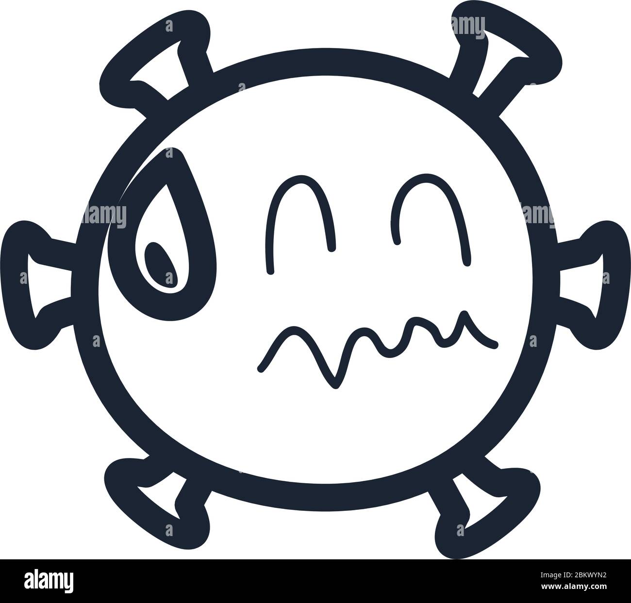 Motif d'icône de style de ligne de virus 19, émoticône de cartoon et thème de réseaux sociaux illustration vectorielle Illustration de Vecteur