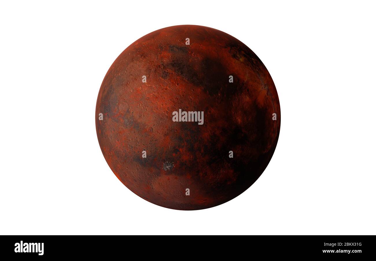 Planète Mars du système solaire isolé sur fond blanc. Illustration de rendu 3D avec un haut dévier. Des éléments de cette image ont été fournis par la NASA Banque D'Images