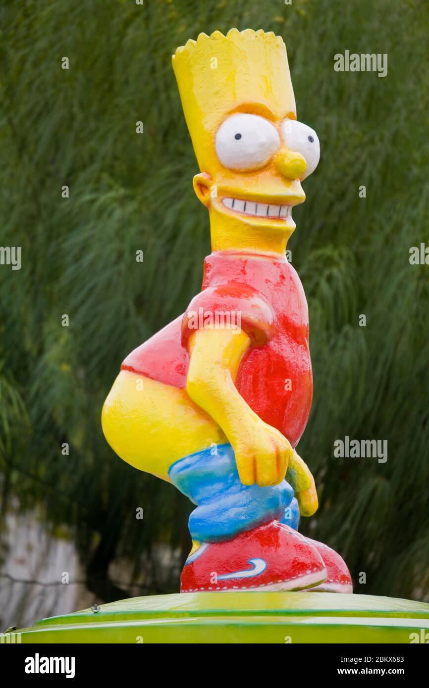 Bart Simpson sur le parcours de carnaval, Port Vell District, Barcelone, Catalogne, Espagne, Europe Banque D'Images