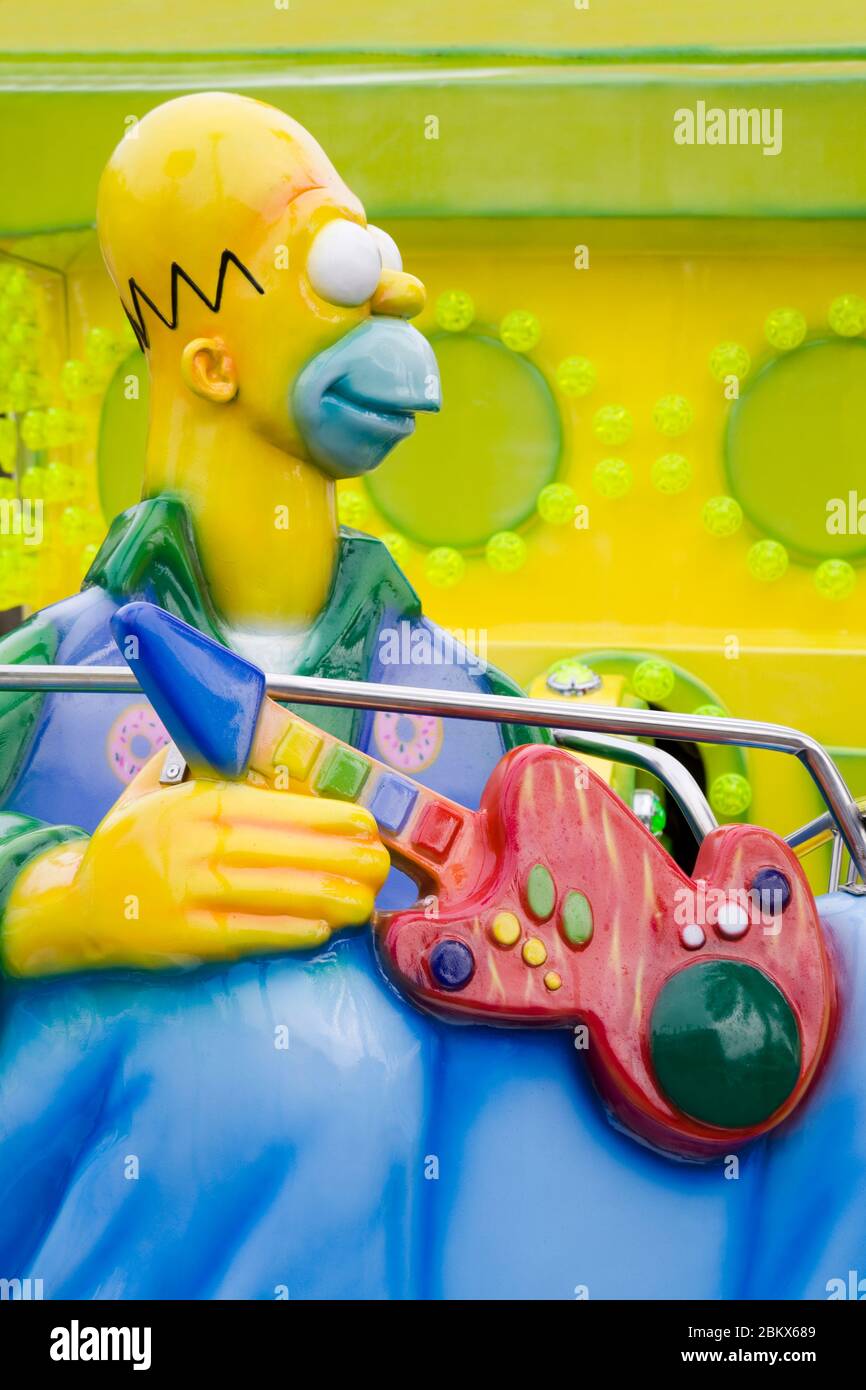 Homer Simpson sur le parcours de carnaval, Port Vell District, Barcelone, Catalogne, Espagne, Europe Banque D'Images