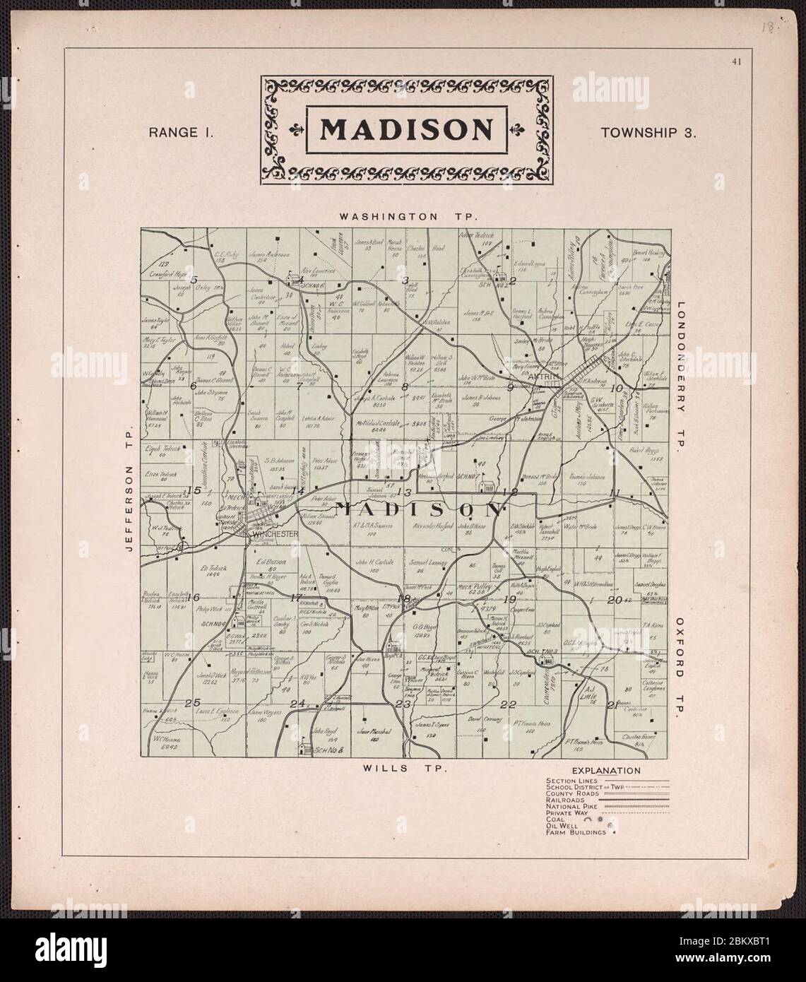 Atlas illustré du comté de Guernesey, Ohio. Banque D'Images
