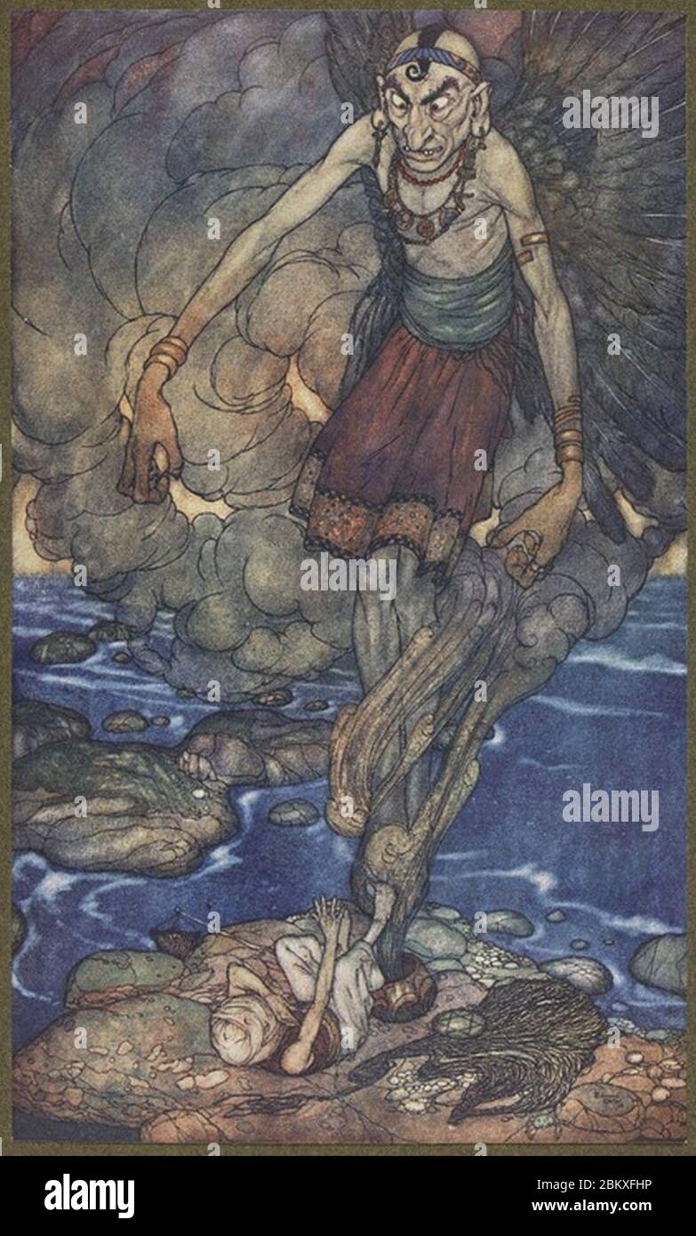 Illustration par Edmund Dulac d'un mille et une nuits 08. Banque D'Images