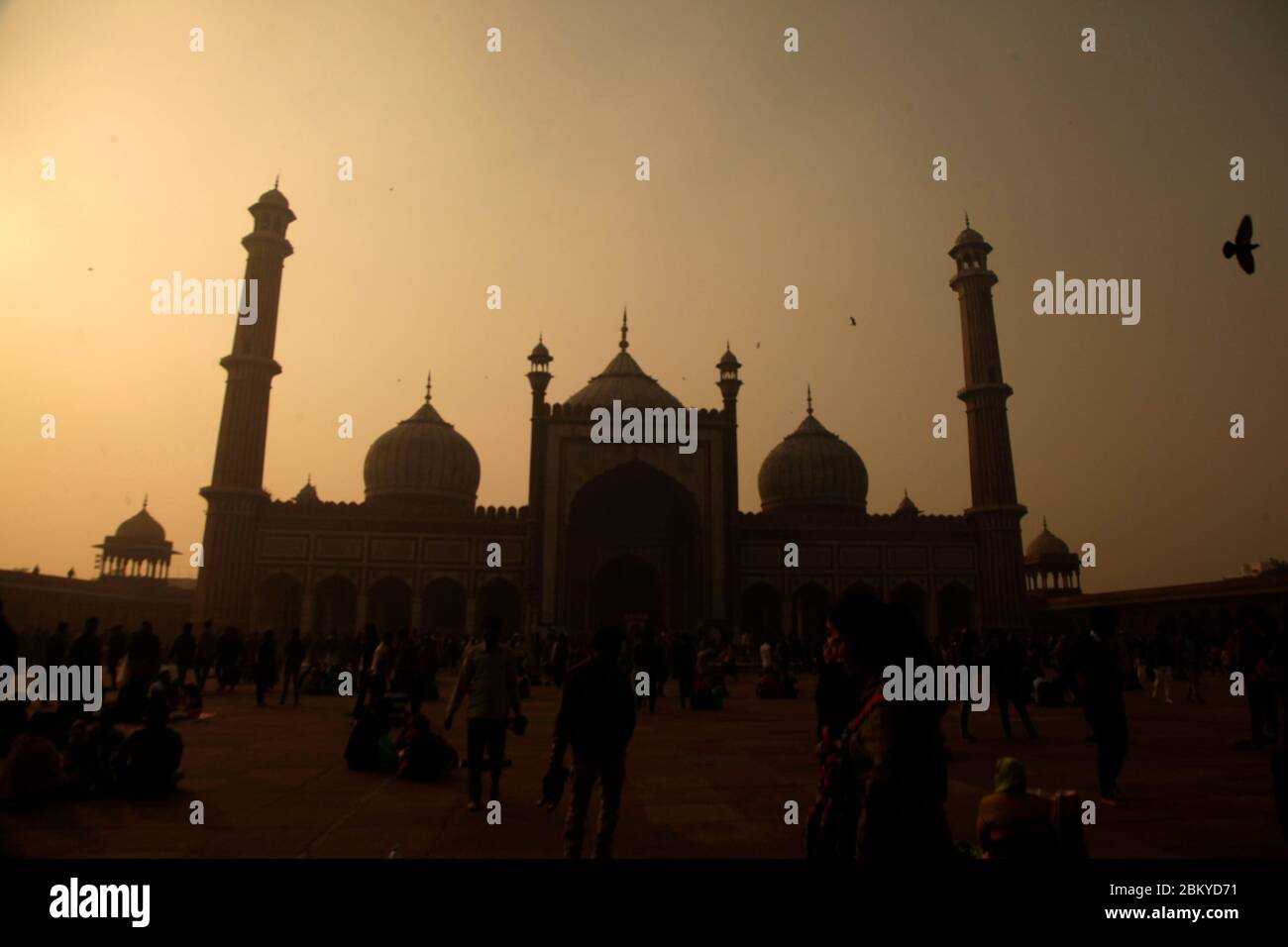 Mosquée islamique de Jama Masjid, Masjid-i Jahan-Numa, Old Delhi, avec dômes et minarets, plus grande mosquée en Inde, New Delhi, Inde (Phto © Saji Maramon) Banque D'Images