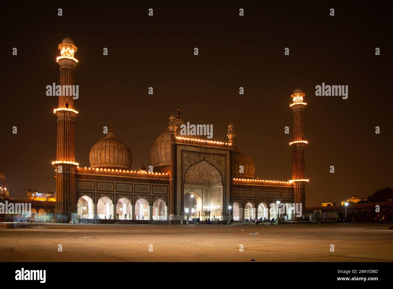 Vider Jama Masjid à New Delhi, en Inde, le jour propice de l'Eid. Ramadan 2020 / personne / Jama Masjid la nuit avant Sehri / Ramzan Banque D'Images
