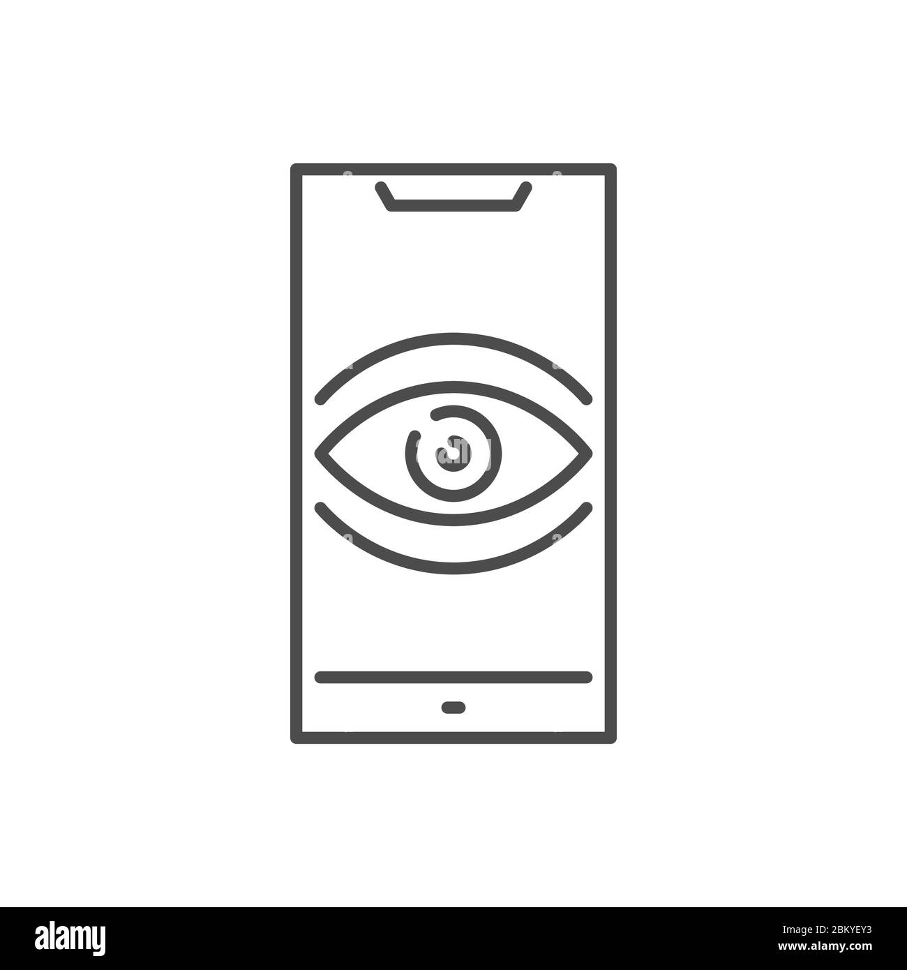 Icône de ligne fine vectorielle associée au smartphone de surveillance. Illustration de Vecteur