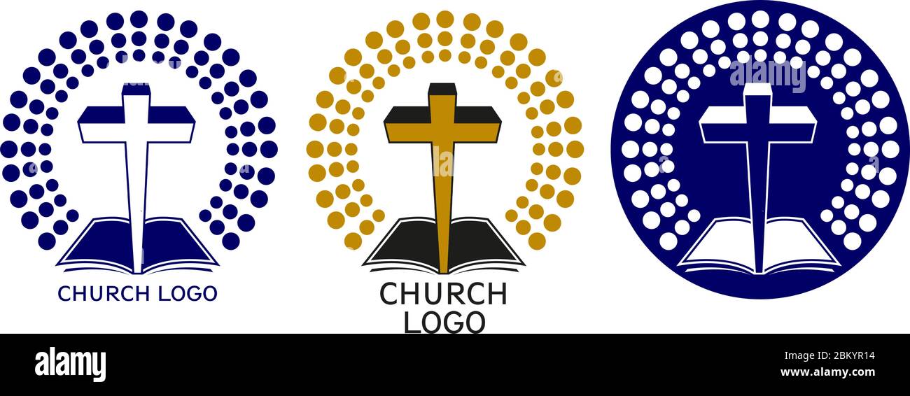 Logo de l'Église, symbole du christianisme, de la croix et de l'évangile, écriture, illustration vectorielle . Illustration de Vecteur