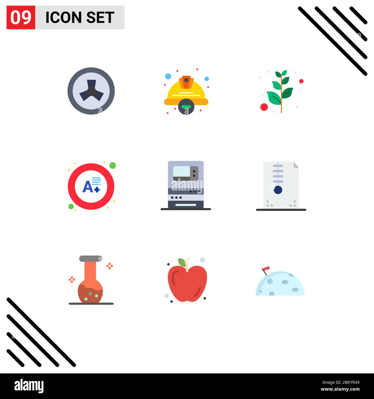Jeu de 9 icônes d'interface utilisateur modernes symboles signes pour l'argent, la banque, la succursale, atm, la classe modifiable Vector Design Elements Illustration de Vecteur