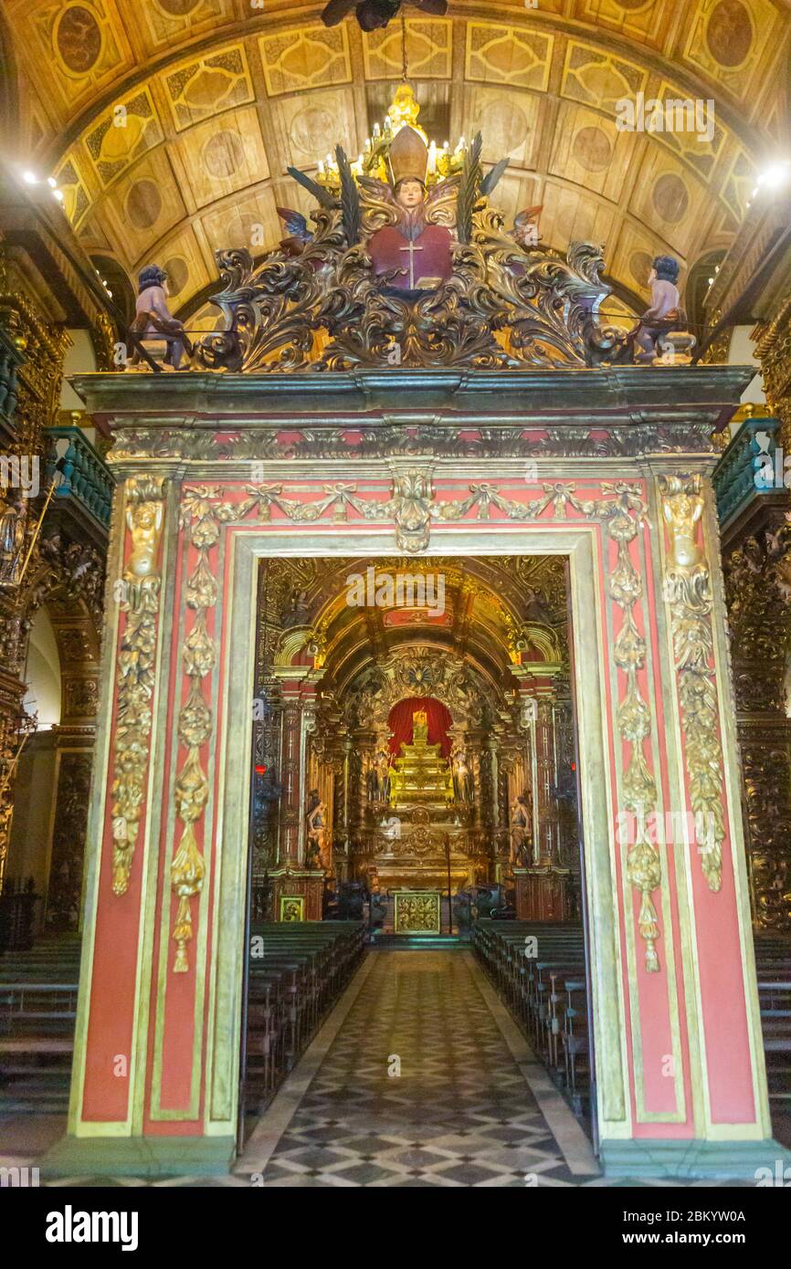 Intérieur de l'église du monastère de Sao Bento, Rio de Janeiro, Brésil Banque D'Images