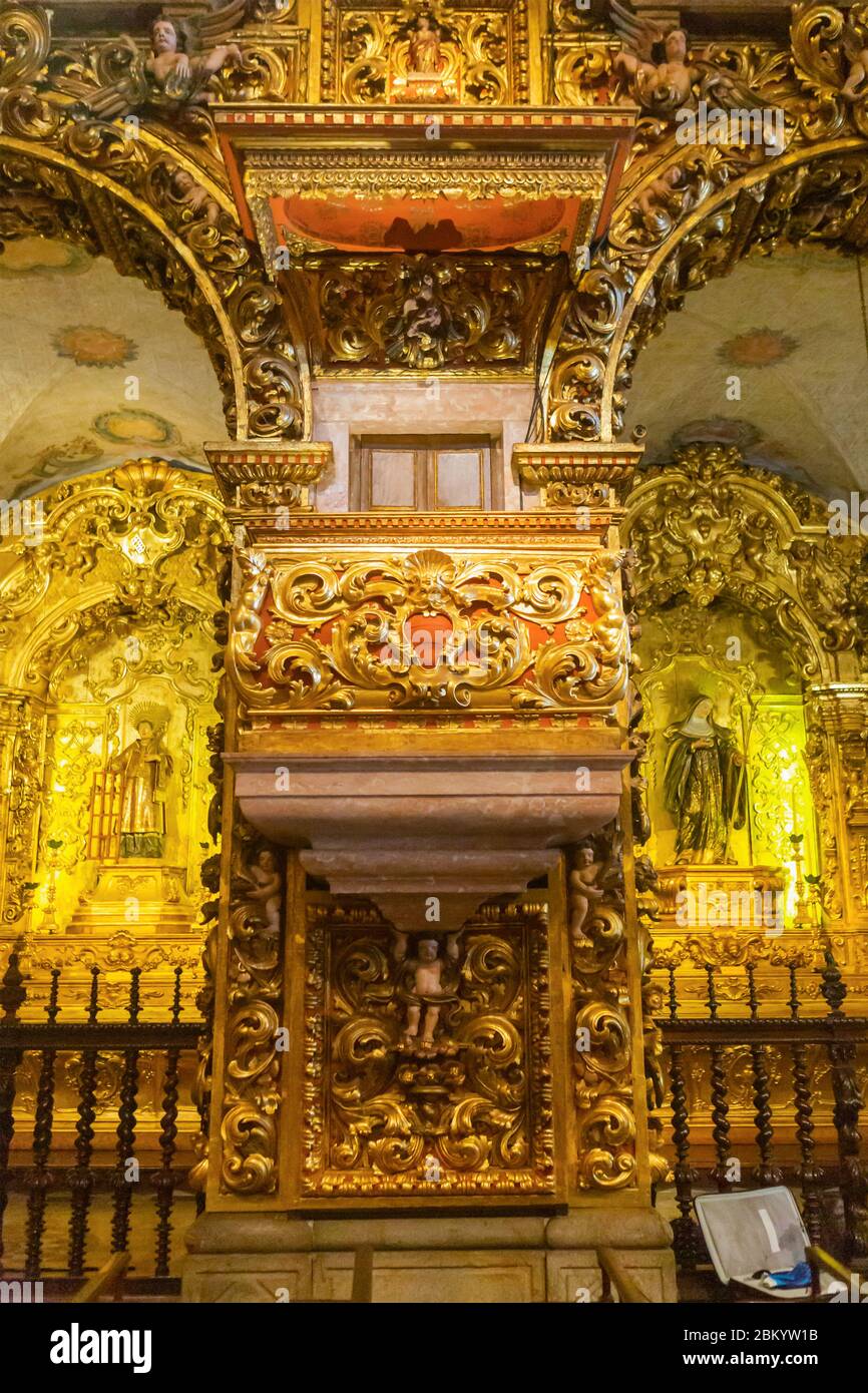 Intérieur de l'église du monastère de Sao Bento, Rio de Janeiro, Brésil Banque D'Images