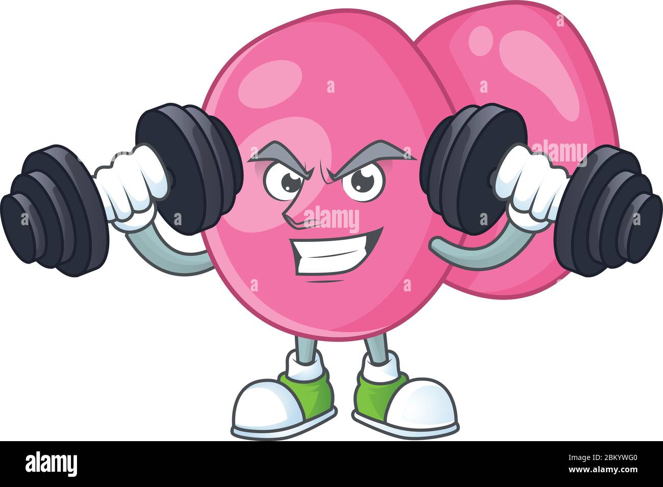 Exercice de forme physique Streptococcus pyogenes personnage de dessin animé utilisant des cloches. Illustration vectorielle Illustration de Vecteur