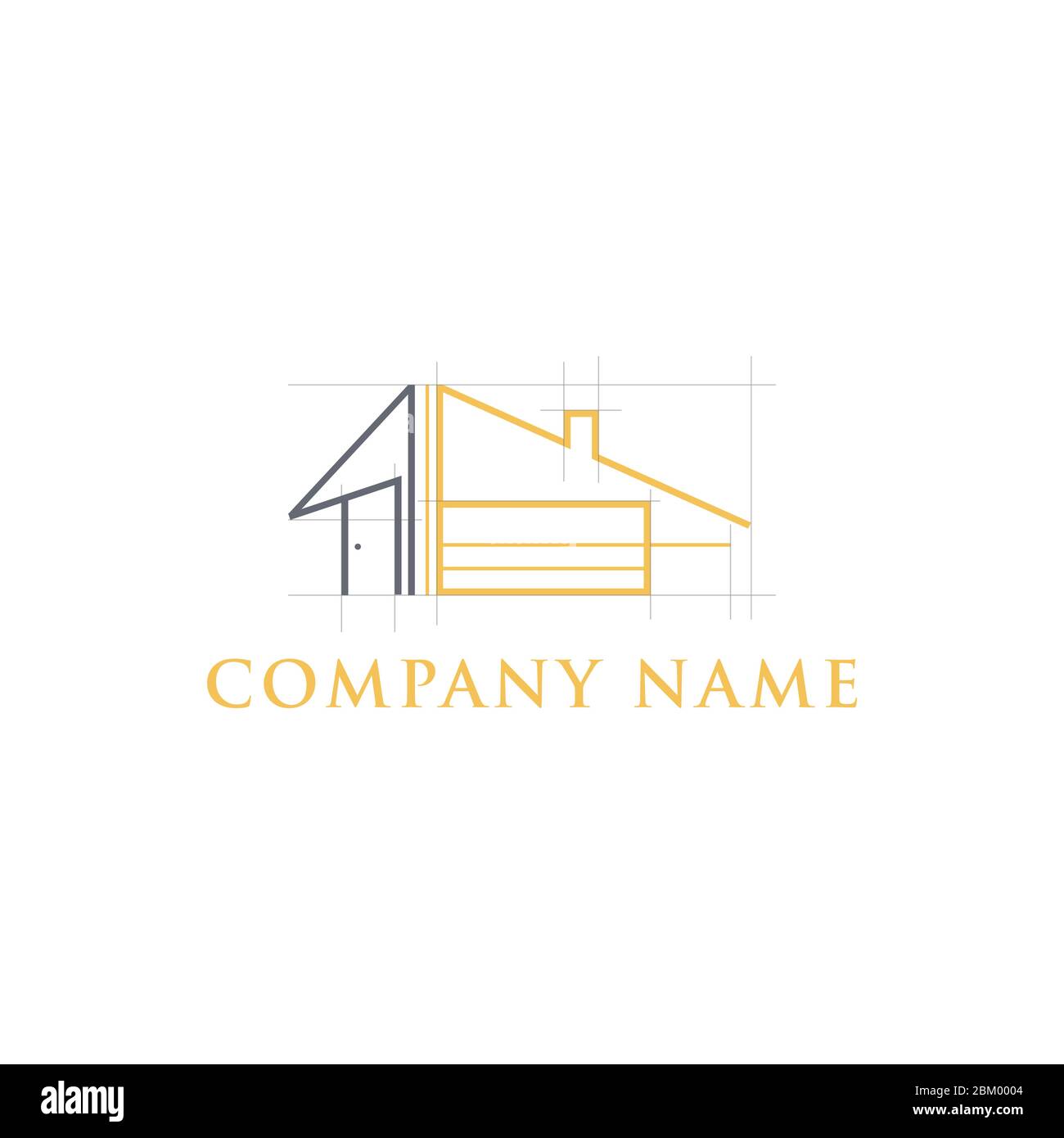 Maison immobilier construction logo design image vecteur. Logo de maison concept d'architecture avec design de grille Illustration de Vecteur