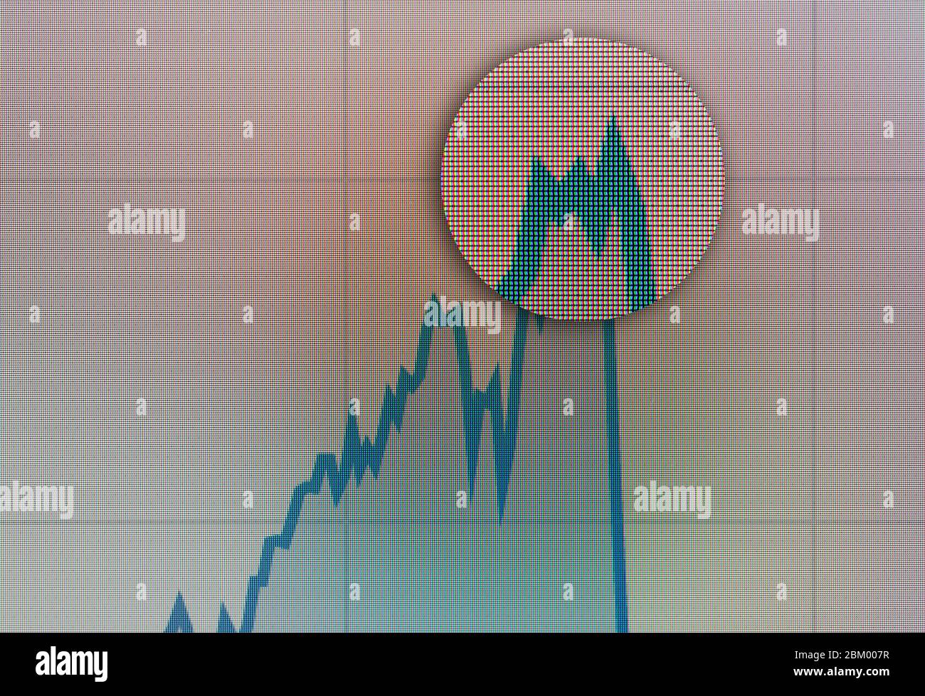 Zoom sur le pic graphique sur l'écran mobile Banque D'Images