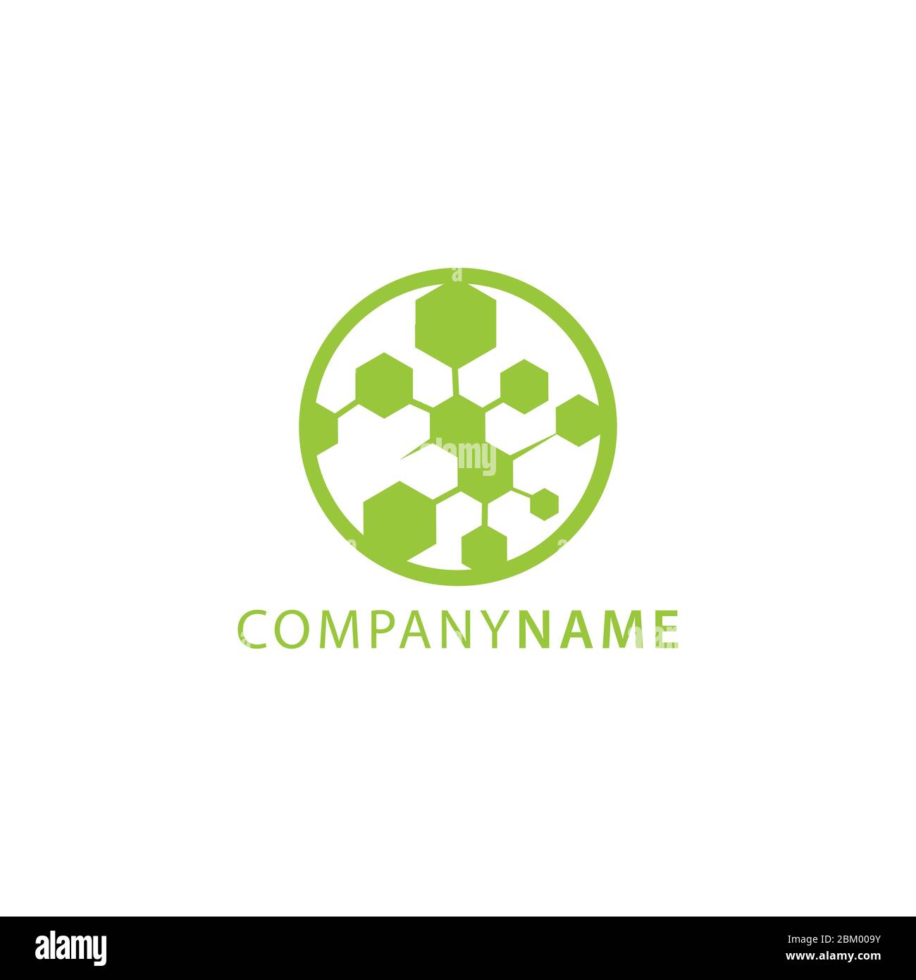 Forme de cercle avec illustration du logo de la technologie hexagons. Icônes hexagonales à l'intérieur d'un logo concept de technologie de forme de ligne de cercle Illustration de Vecteur