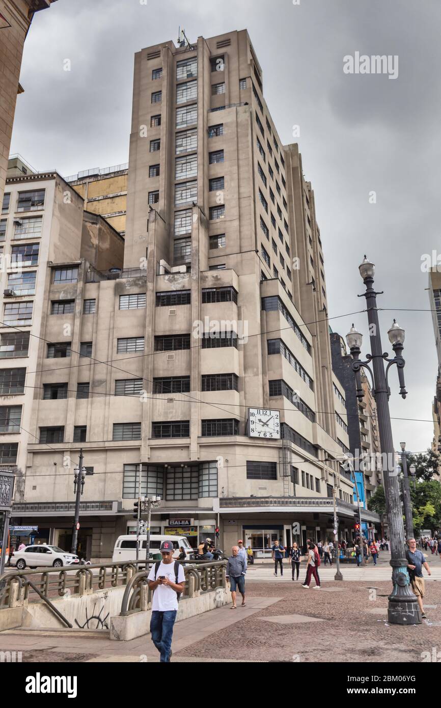 Bâtiment Joao Bricola, 1939, Elisario da Cunha Bahiana, Sao Paulo, Brésil Banque D'Images