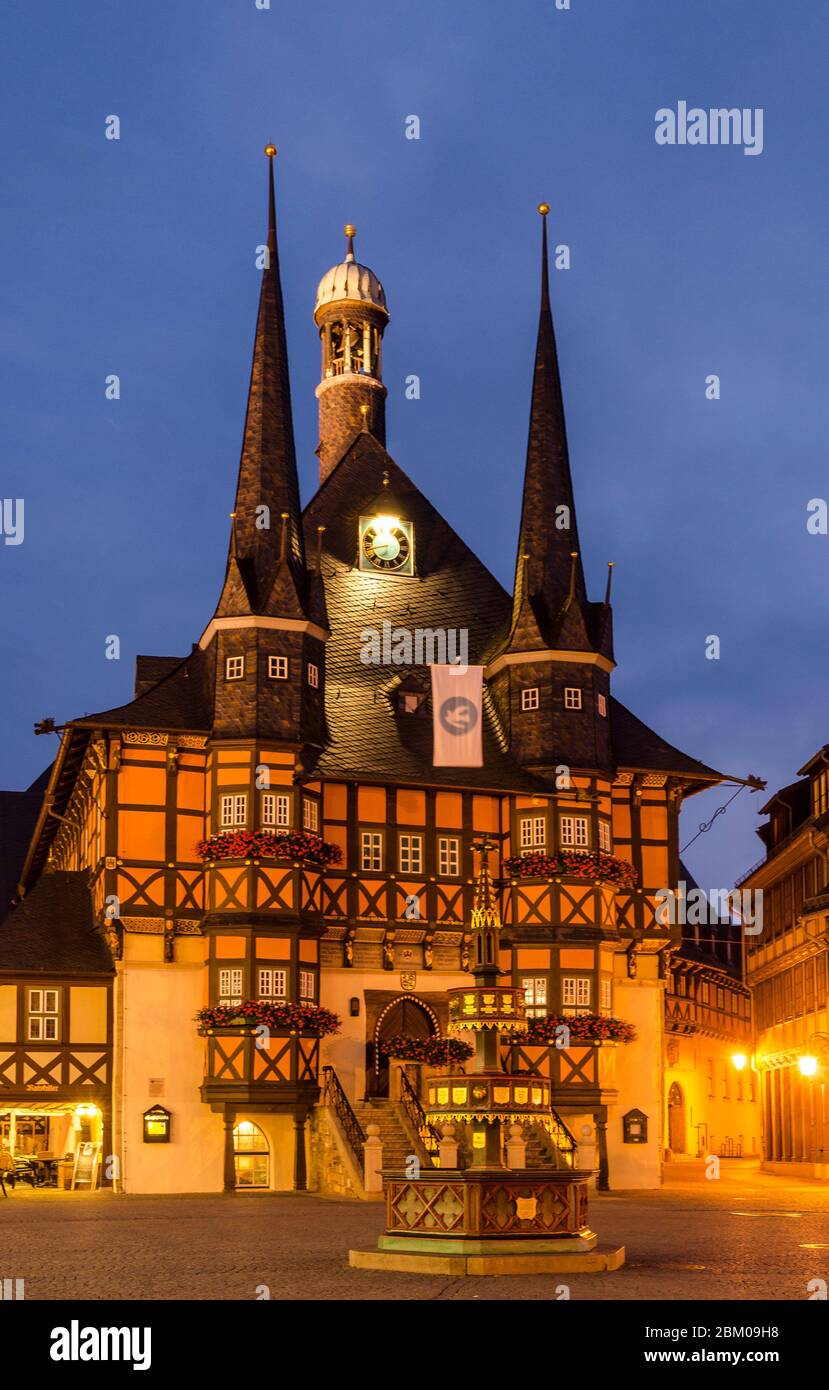 Rathaus, Wernigerode, Harz, Sachsen-Anhalt, Deutschland, Europa Banque D'Images