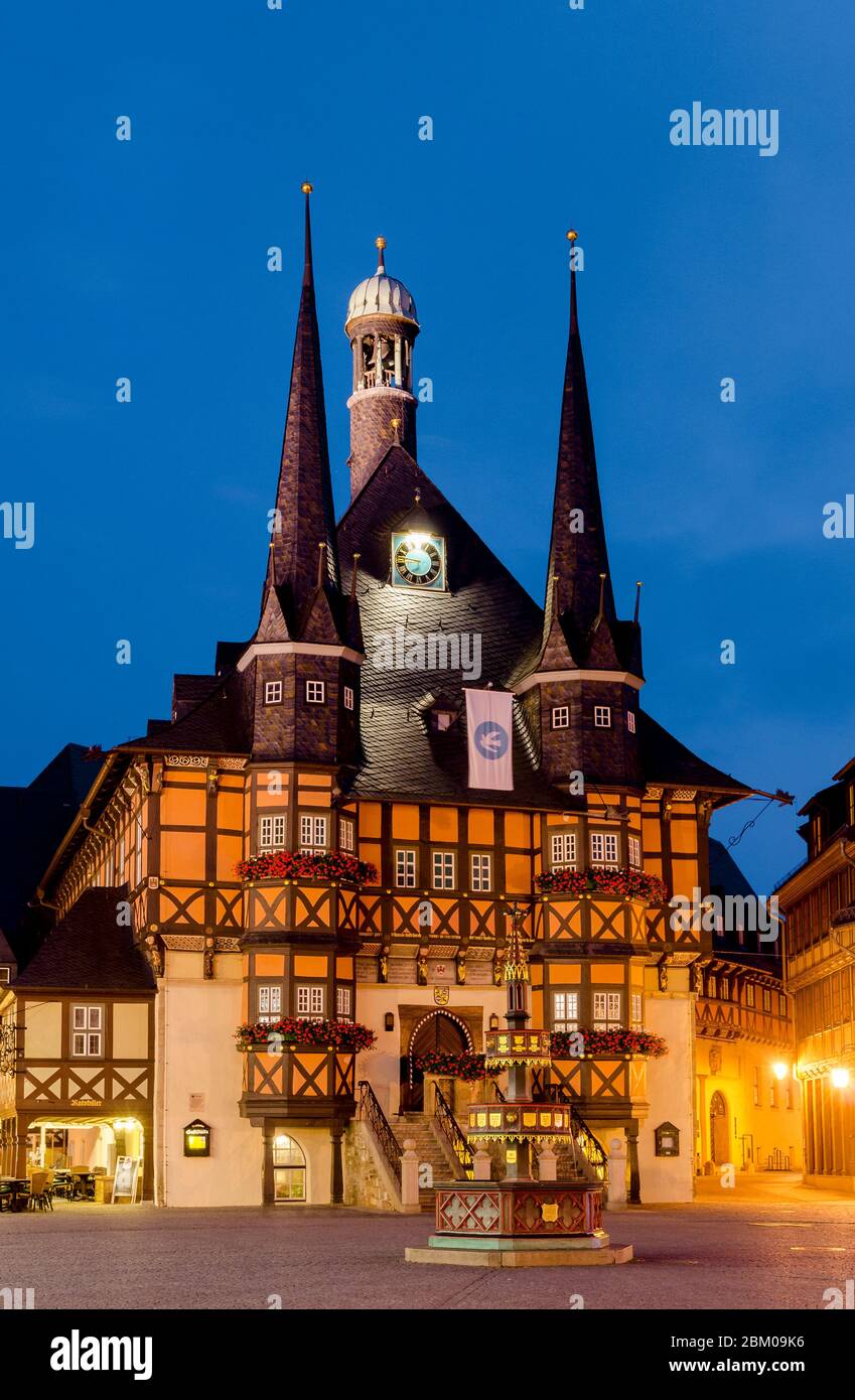 Rathaus, Wernigerode, Harz, Sachsen-Anhalt, Deutschland, Europa Banque D'Images