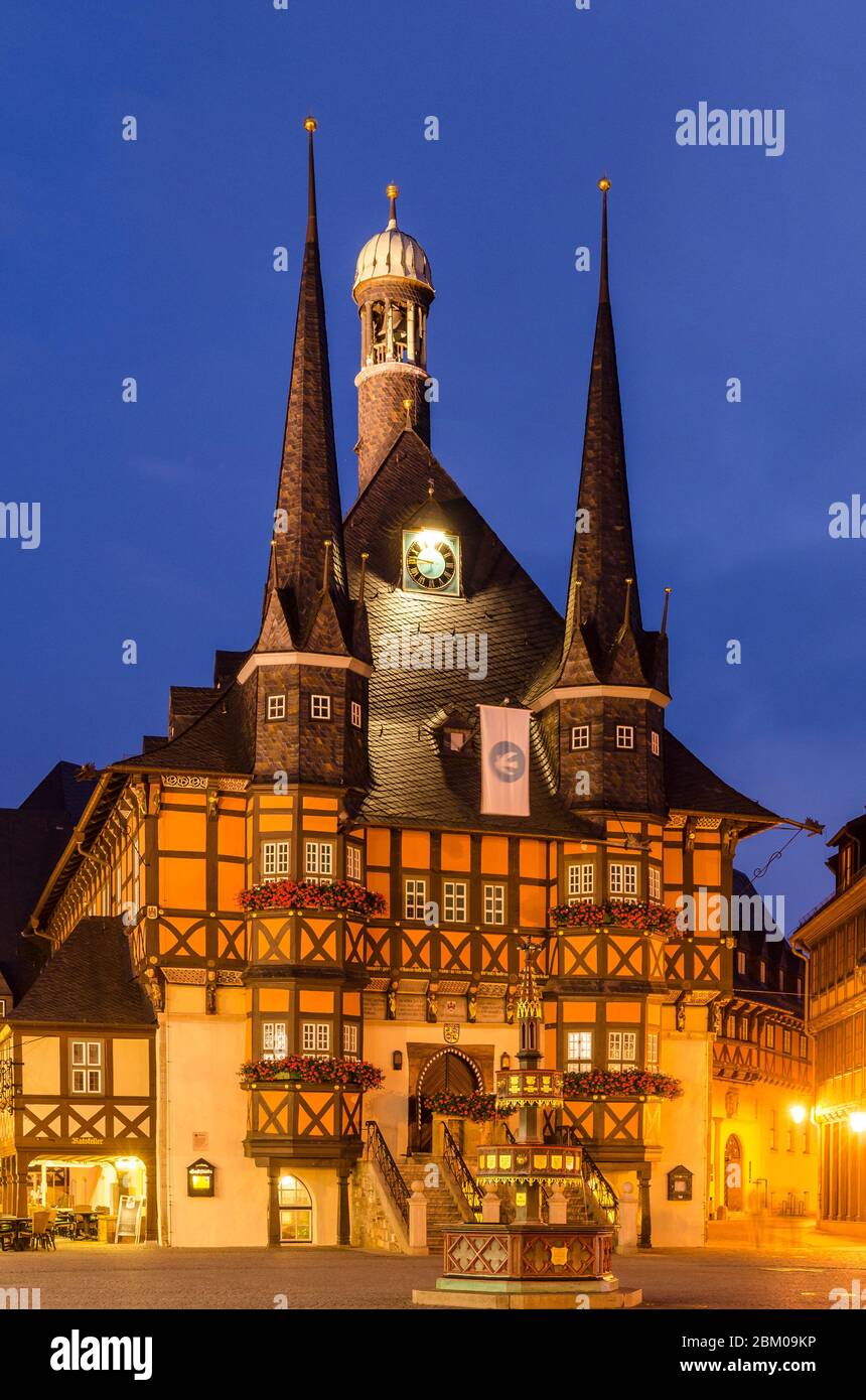 Rathaus, Wernigerode, Harz, Sachsen-Anhalt, Deutschland, Europa Banque D'Images