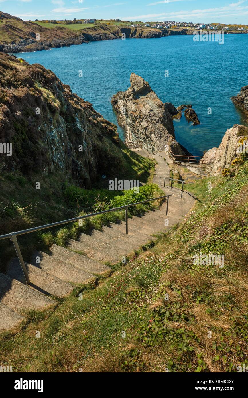 Port d'Amlwch. Pendant le verrouillage C-10. Banque D'Images