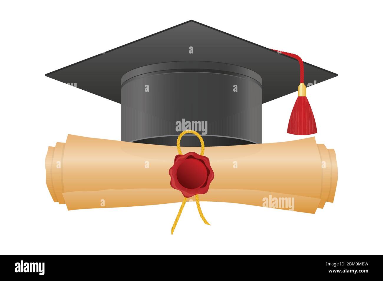 Chapeau de graduation et illustration vectorielle du diplôme isolée sur  fond blanc Image Vectorielle Stock - Alamy