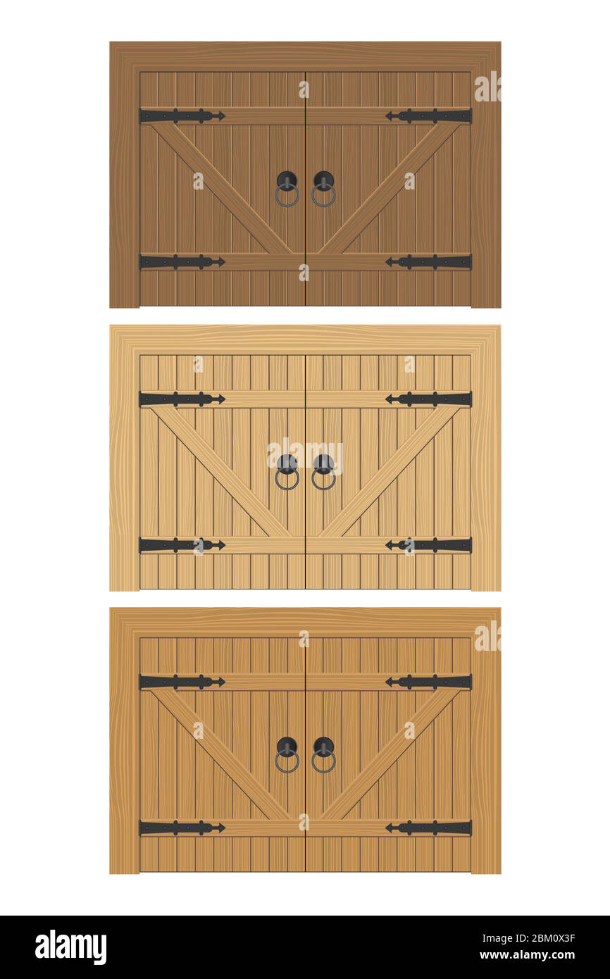 Ancienne illustration vectorielle de porte en bois isolée sur fond blanc Illustration de Vecteur