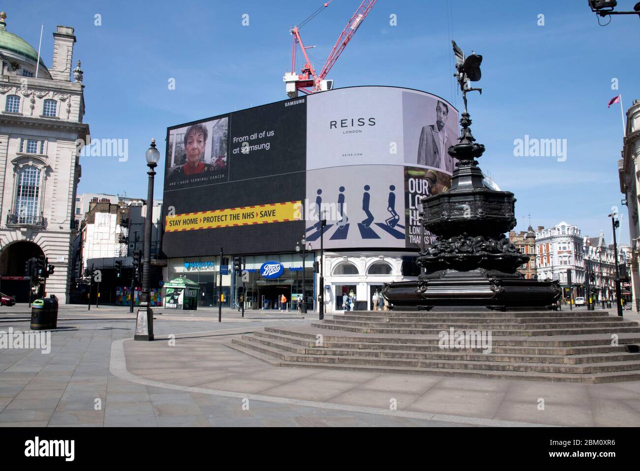 Londres, GROSSBRITANNIEN. 05e mai 2020. Piccadilly Circus - les rues et les attractions touristiques de Londres sont désertes en raison du virus de la corona. Londres, 05.05.2020 | usage dans le monde crédit : dpa/Alay Live News Banque D'Images