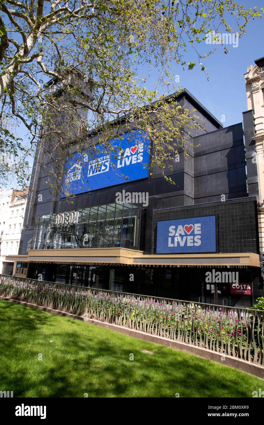 Londres, GROSSBRITANNIEN. 05e mai 2020. Cinéma Odeon à Leicester Square - les rues et les attractions touristiques de Londres sont désertes en raison du virus de la corona verrouillage. Londres, 05.05.2020 | usage dans le monde crédit : dpa/Alay Live News Banque D'Images