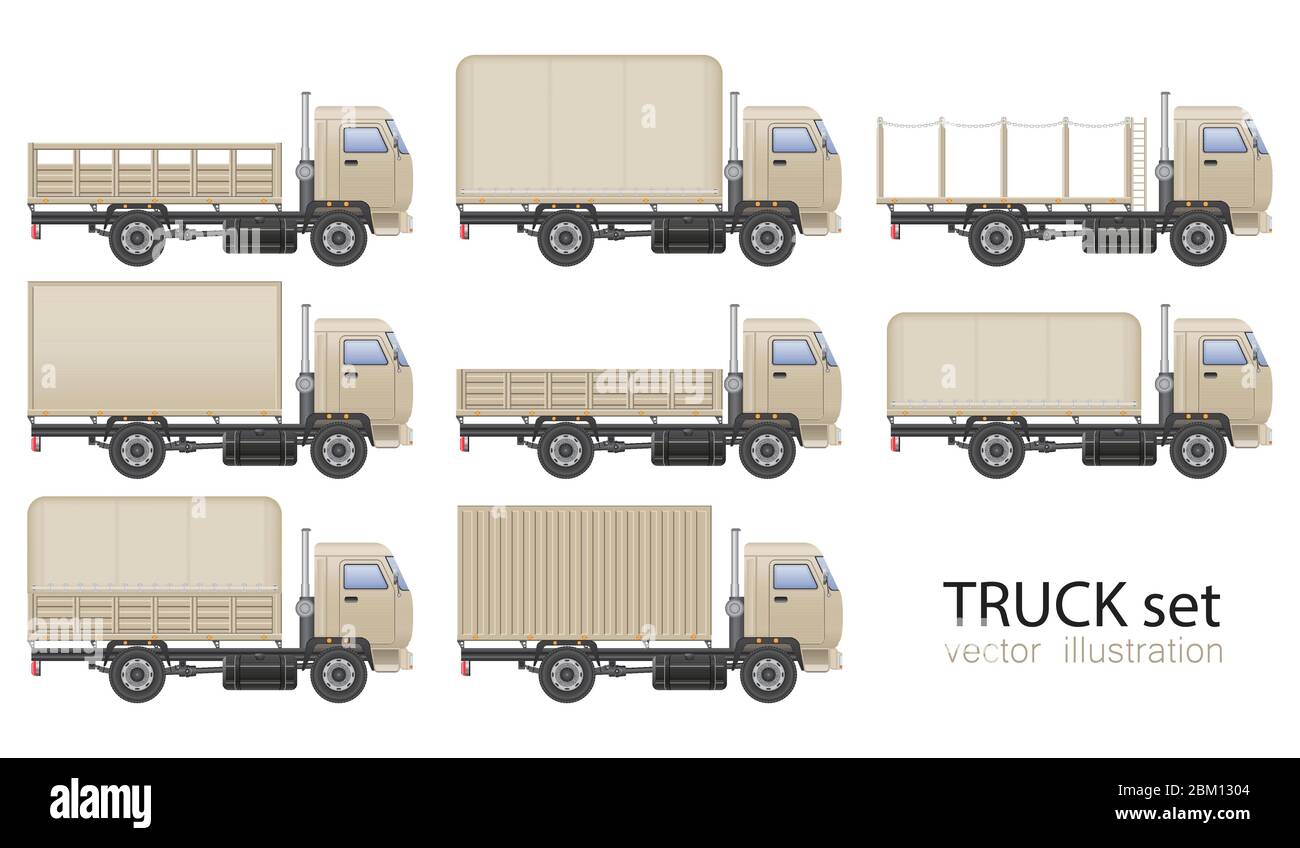 Illustration vectorielle de l'ensemble de chariots isolée sur fond blanc. Véhicule de transport. Illustration de Vecteur