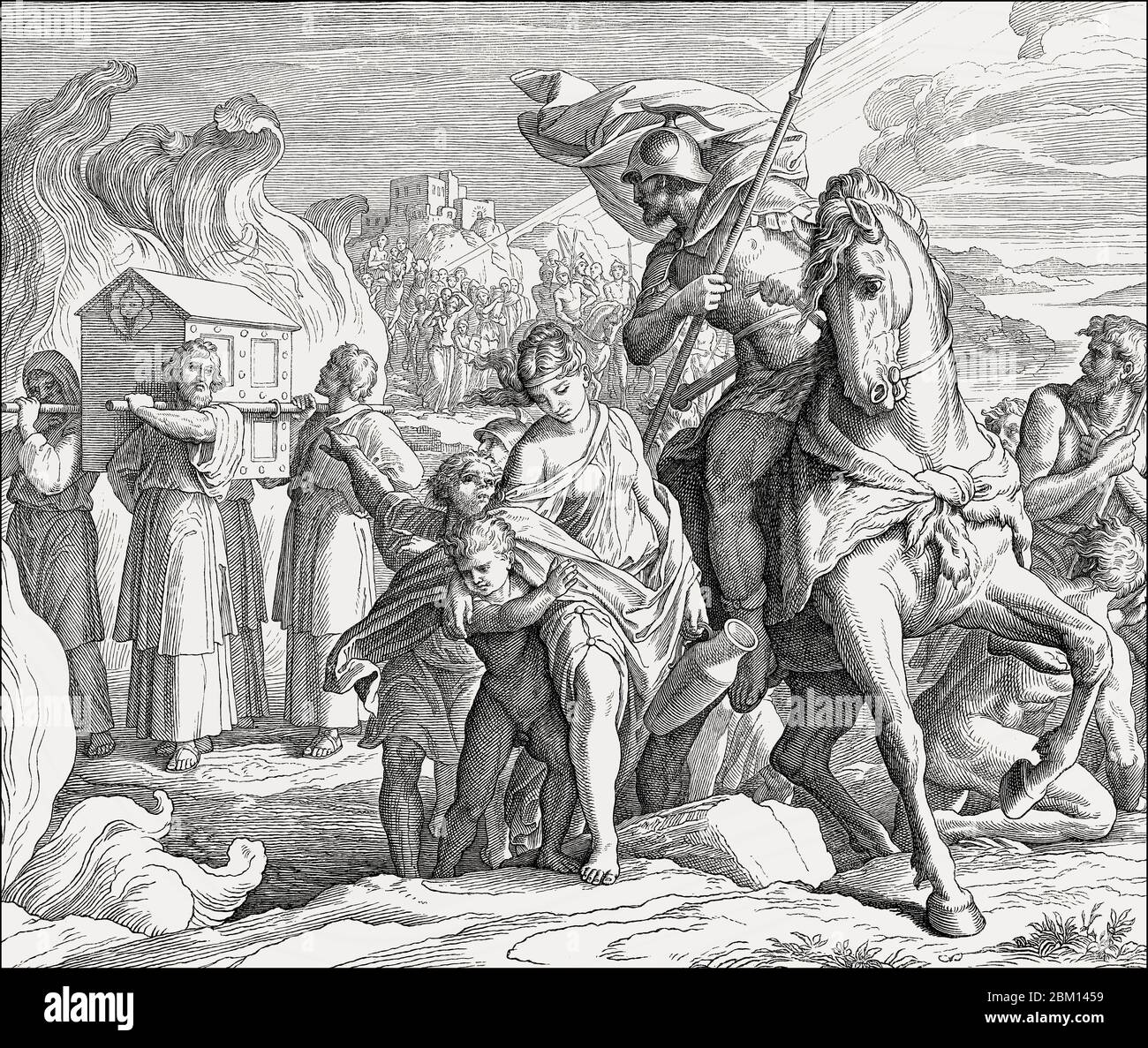Traversée de la Jordanie, ancien Testament, par Julius Schnorr von Carolsfeld, 1860 Banque D'Images