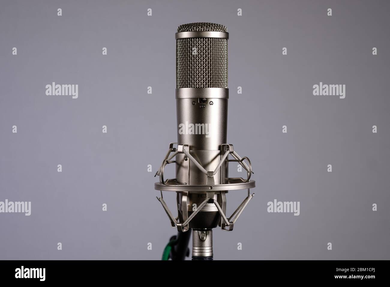 grand microphone à condensateur à diaphragme dans un support antichoc Banque D'Images