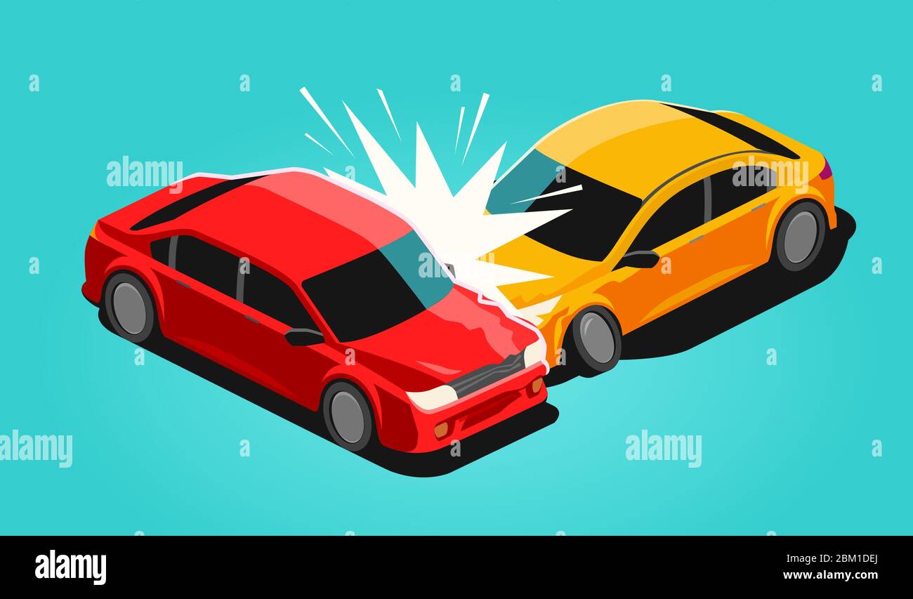 Accident de véhicule. Illustration assurance automobile, vecteur de transport Illustration de Vecteur