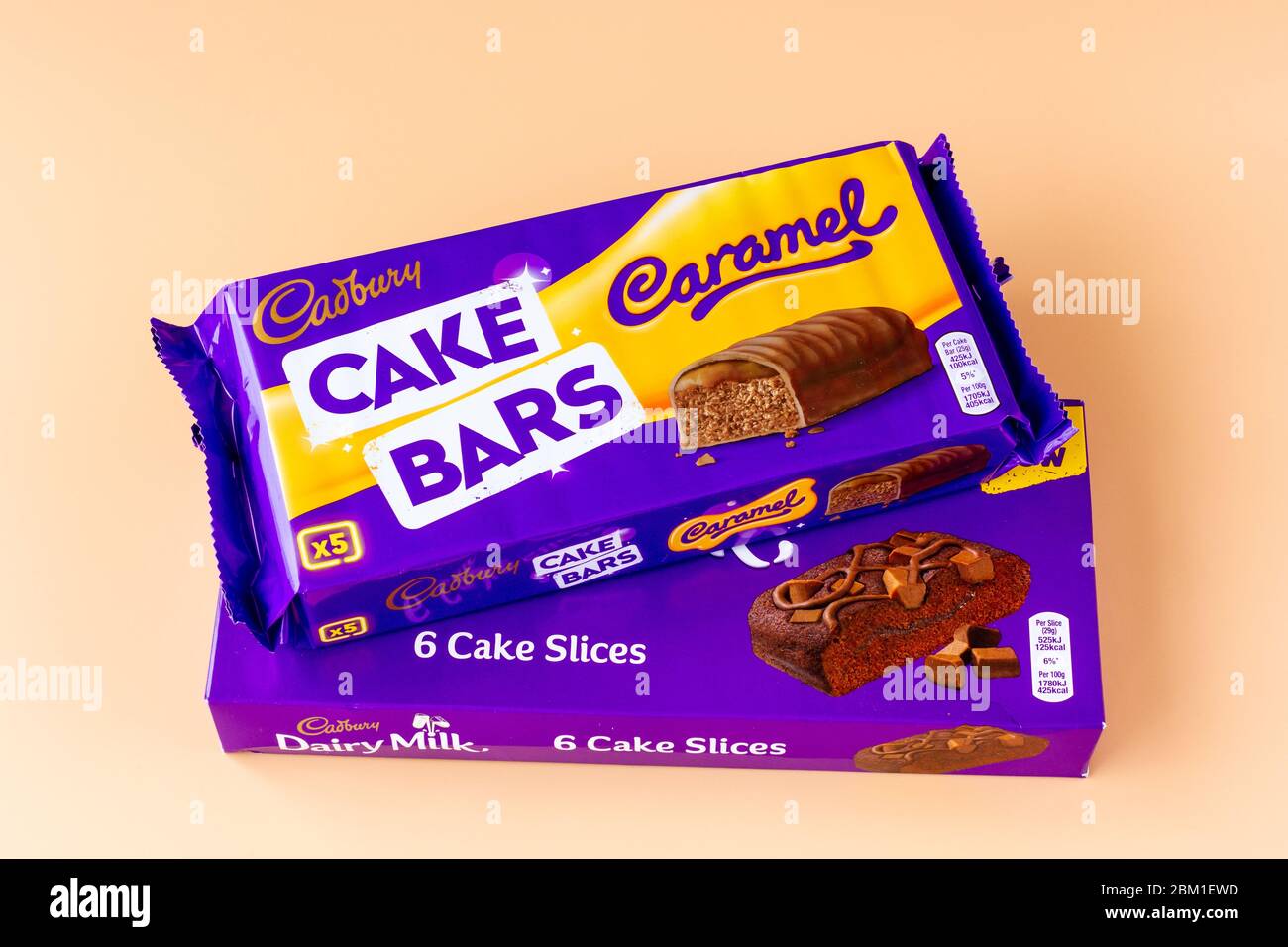 Tranches de barres à gâteau Cadbury Banque D'Images