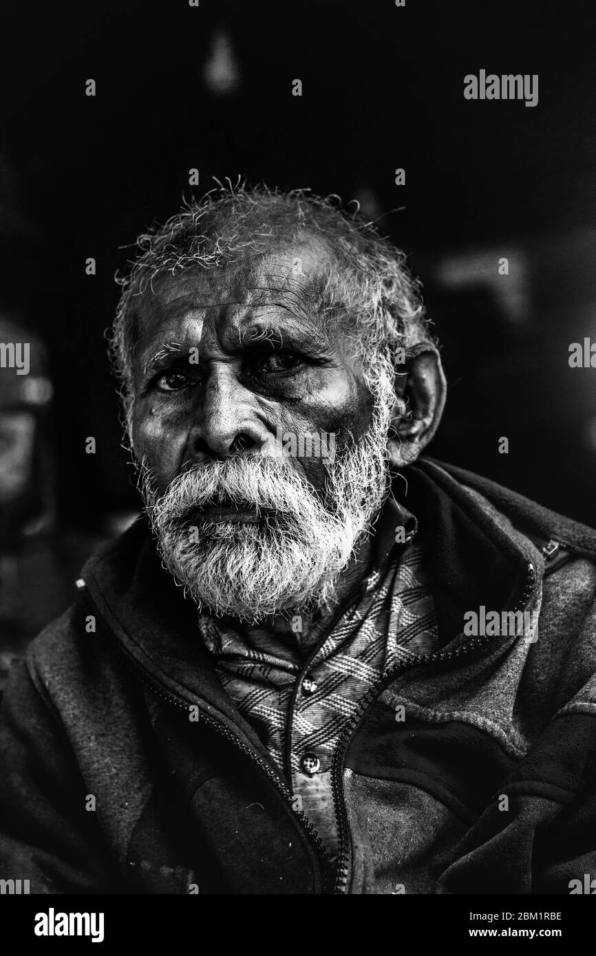 Portrait homme vieux noir et blanc Banque de photographies et d’images ...