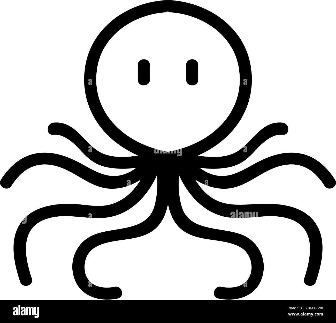 poulpe à tête large avec illustration vectorielle d'icône de tentacules longues et étroites Illustration de Vecteur