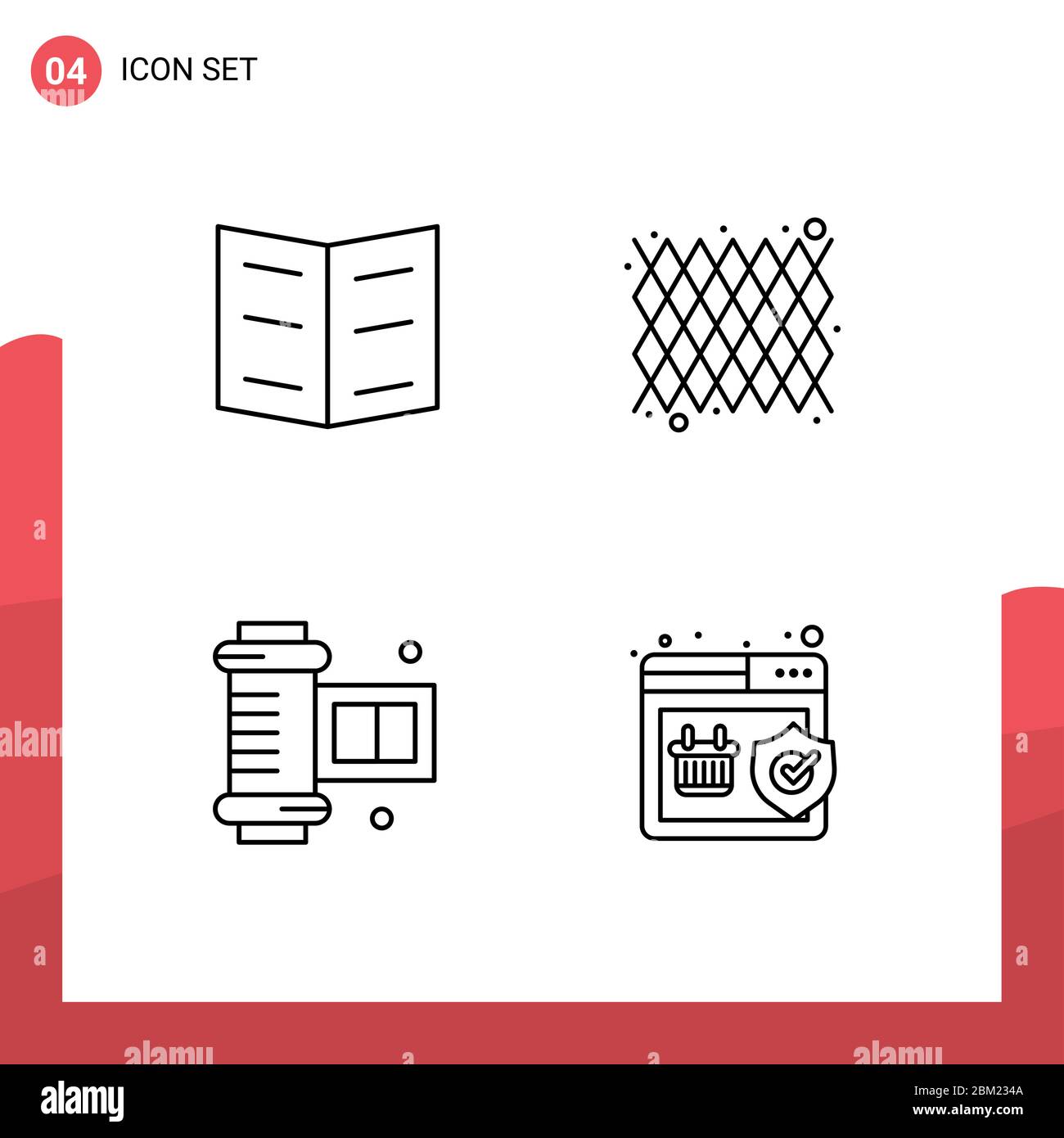 Pack d'icônes vectorielles de stock de 4 symboles et enseignes pour livre, film en rouleau d'appareil photo, carnaval, motif, éléments de conception vectoriels modifiables avec écran Illustration de Vecteur