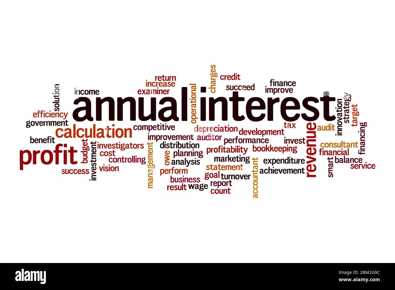Concept de nuage de mot d'intérêt annuel sur fond blanc Banque D'Images