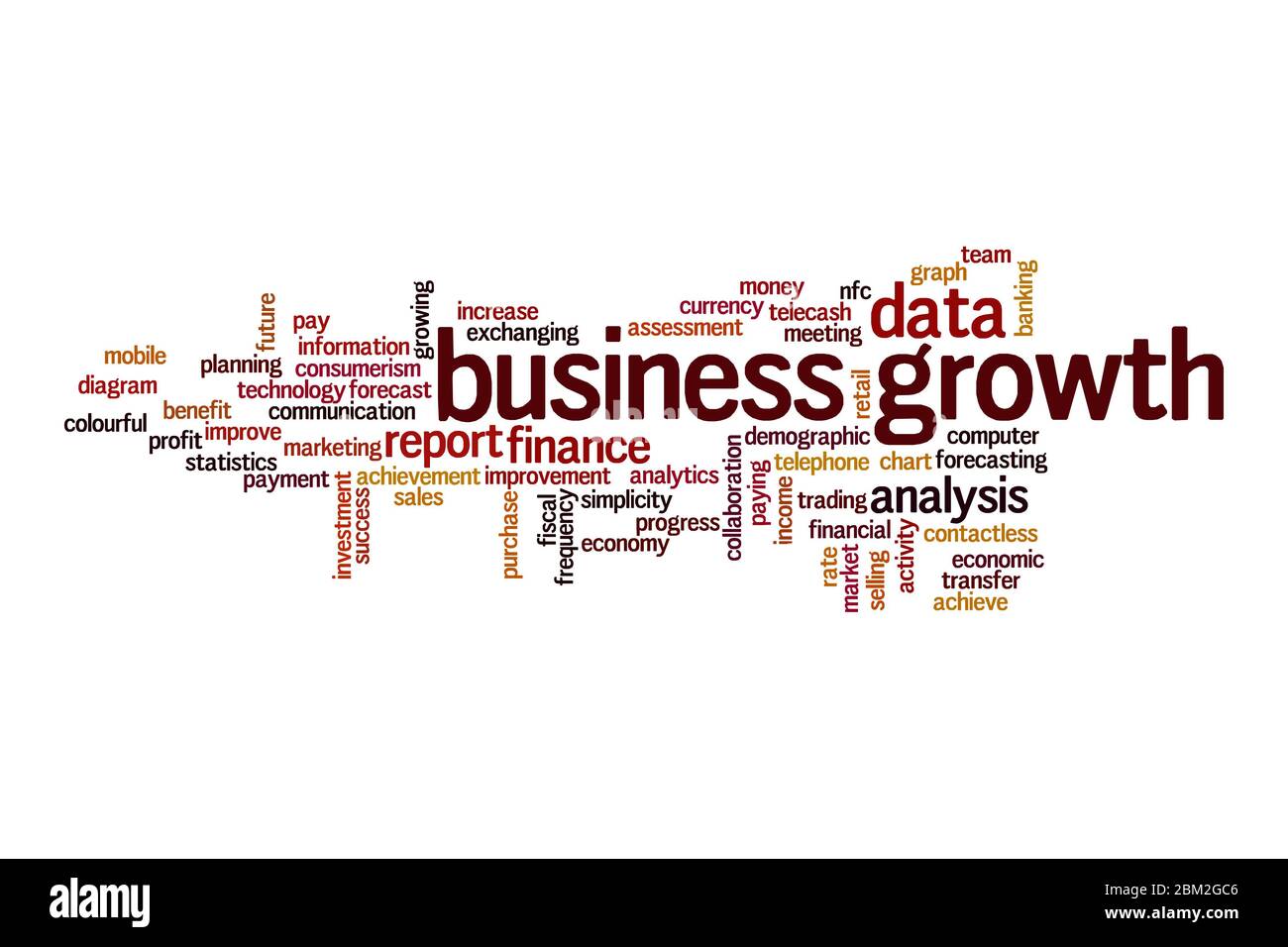 Concept de cloud computing mot croissance sur fond blanc Banque D'Images