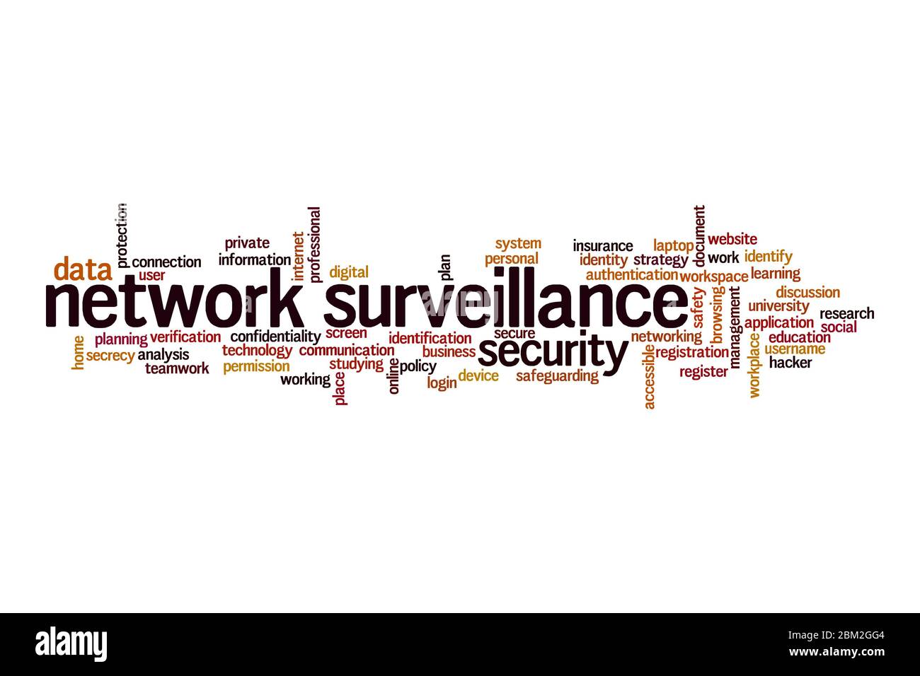 Concept de cloud de surveillance réseau sur fond blanc Banque D'Images