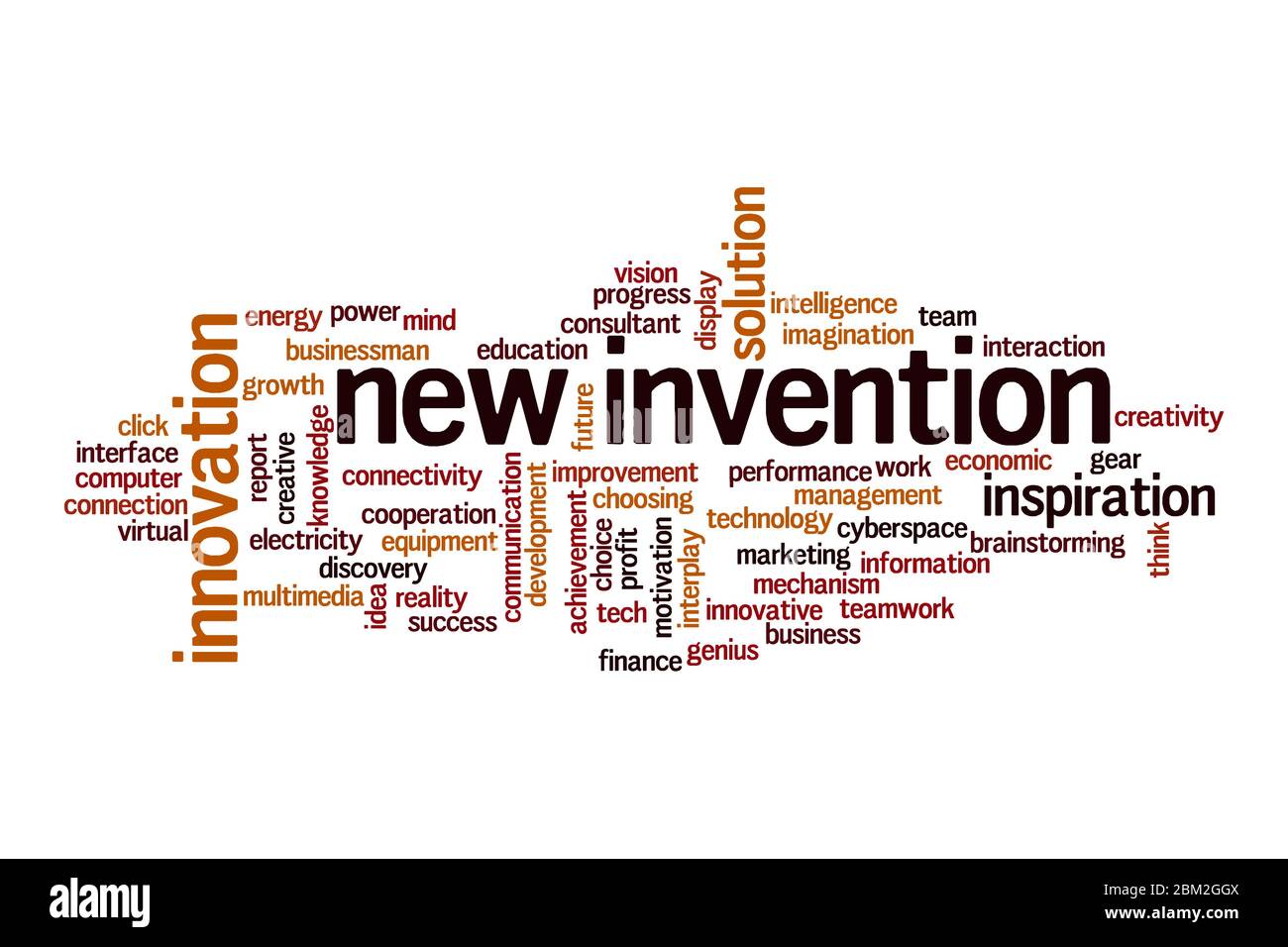 Concept de nuage de mots de la nouvelle invention sur fond blanc Banque D'Images