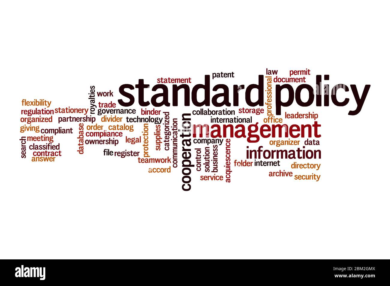 Concept de nuage de mot de politique standard sur fond blanc Banque D'Images