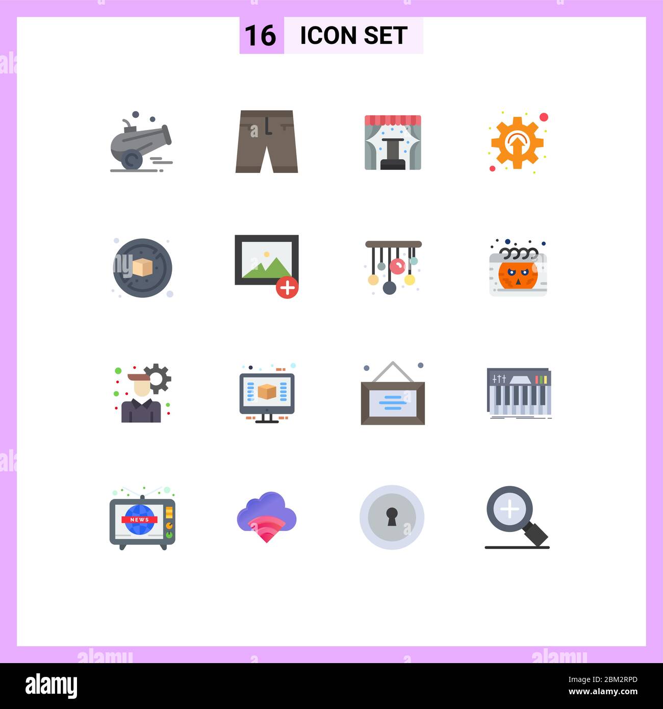 16 icônes créatives signes et symboles modernes de no, d'équipement, de short, de développement, de commerce modifiable Pack d'éléments de conception de vecteur créatif Illustration de Vecteur