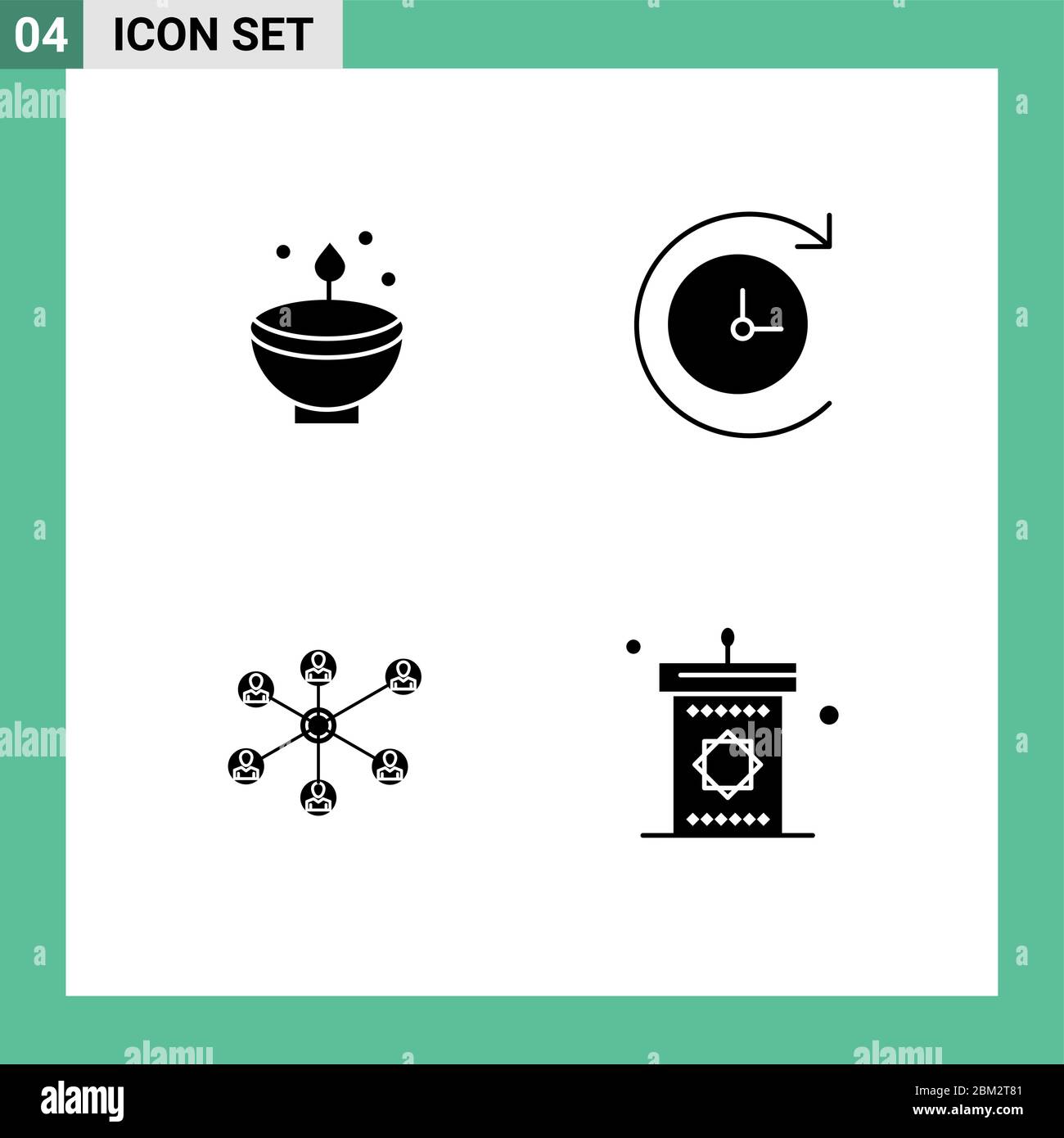 Ensemble de 4 icônes d'interface utilisateur modernes symboles signes pour les éléments de conception vectorielle modifiables, clairs, wlan, diwali Illustration de Vecteur
