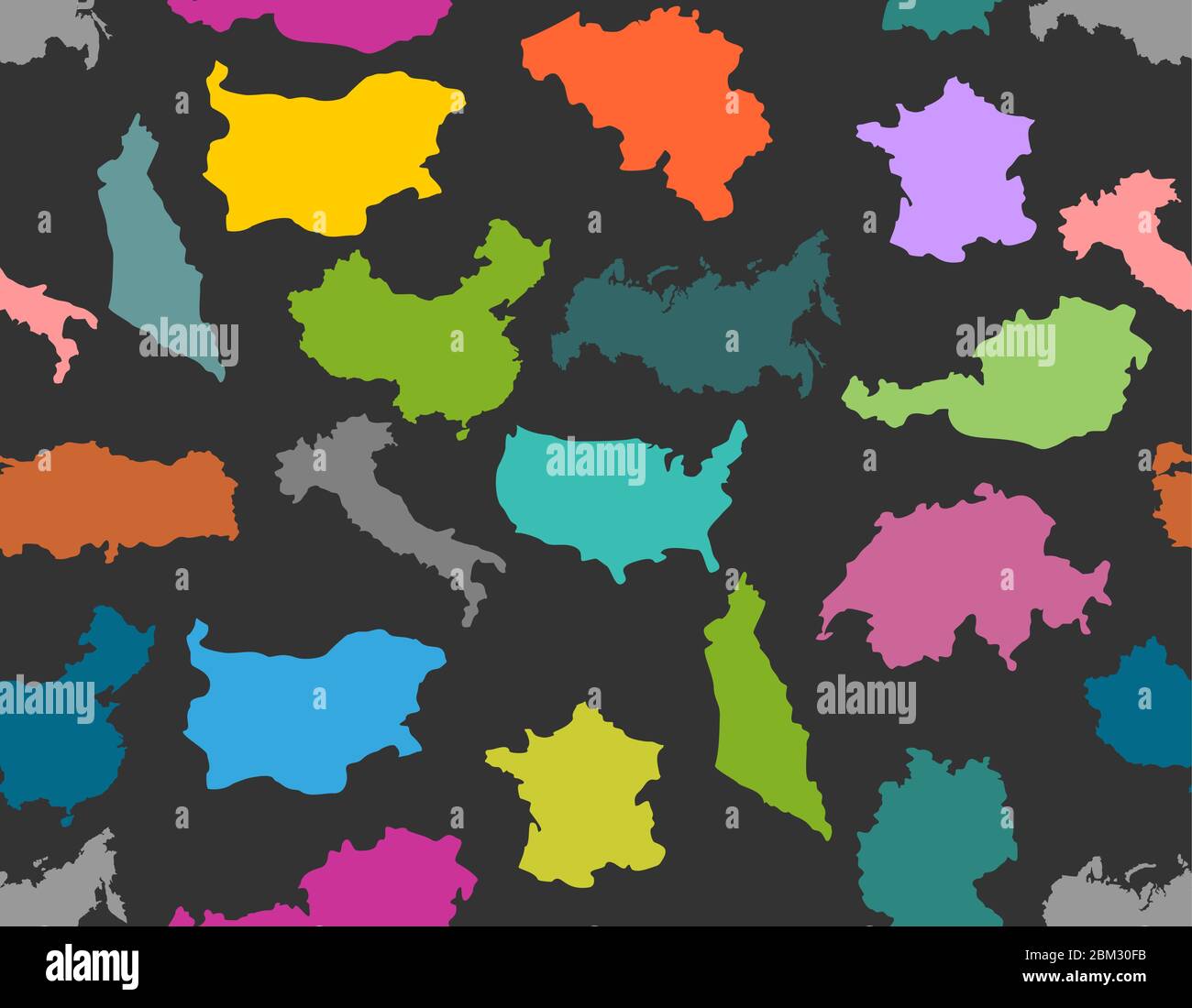 Modèle de définition de pays de carte sans couture. États-Unis et Allemagne. Autriche et Australie, Turquie et Chine. Bulgarie et Suisse. Arrière-plan vectoriel Illustration de Vecteur