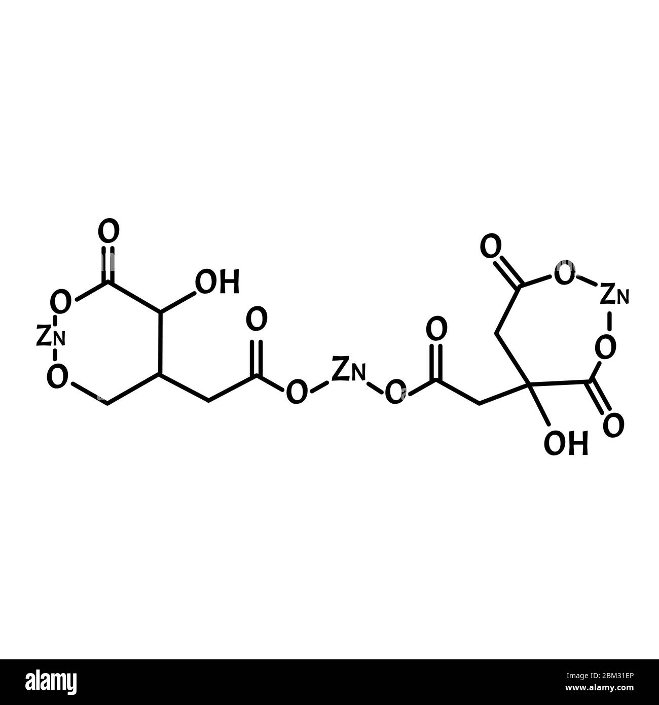 Le citrate de zinc est une formule chimique moléculaire. Infographies du zinc. Illustration vectorielle sur un arrière-plan isolé. Illustration de Vecteur