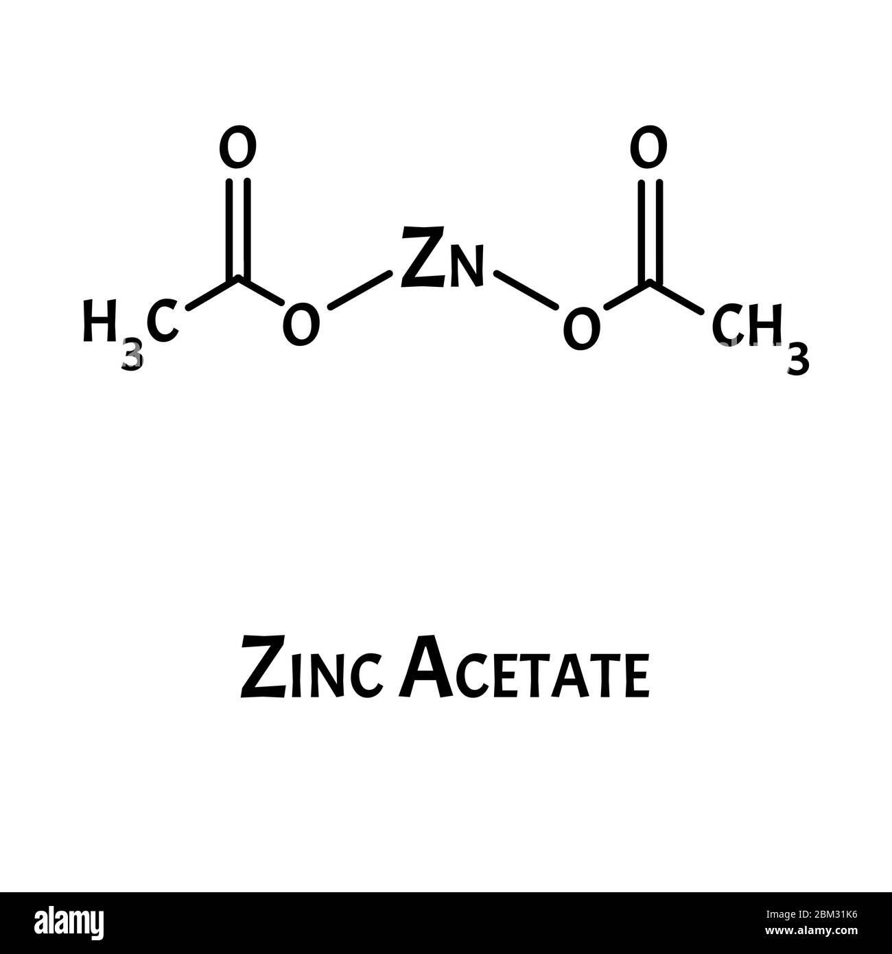L'acétate de zinc est une formule chimique moléculaire. Infographies du zinc. Illustration vectorielle sur un arrière-plan isolé. Illustration de Vecteur