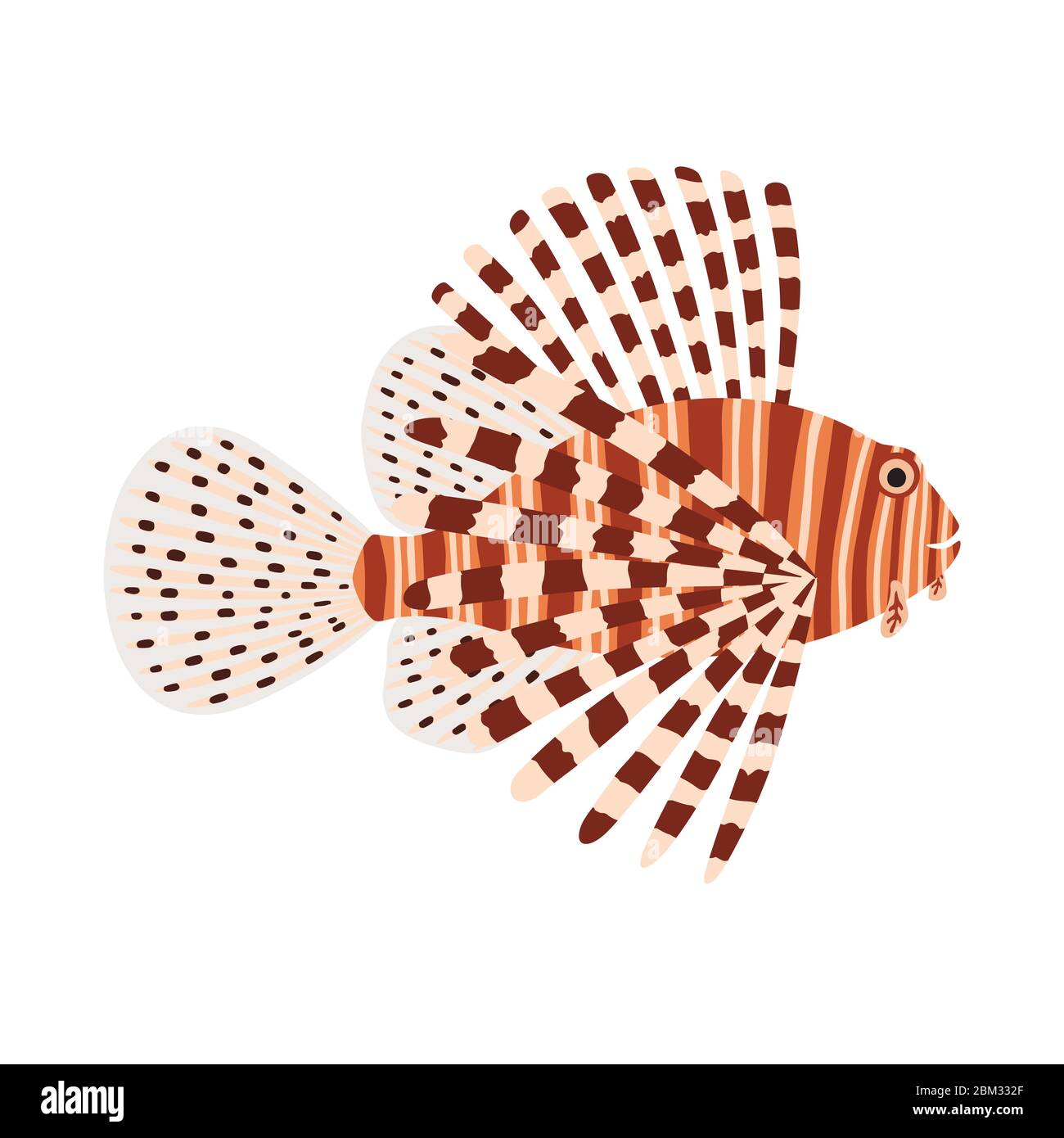 Illustration d'un poisson lionfish. Poissons exotiques tropicaux. Illustration de Vecteur