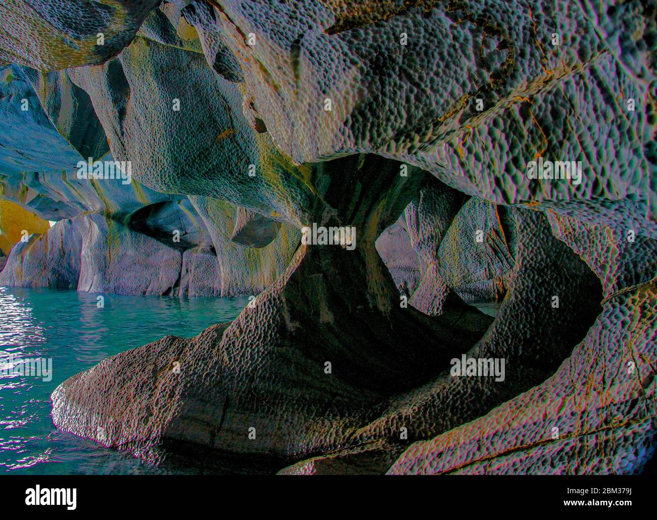 Formation de grottes de marbre Chili Patagonie Pierre colorée Banque D'Images