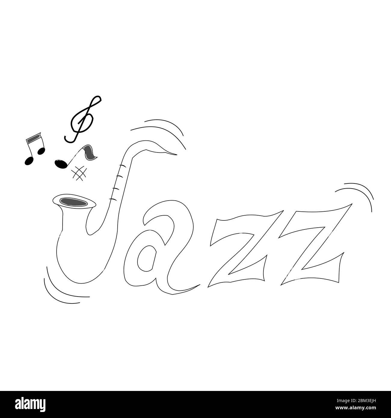 Lettres dessinées à la main pour le mot jazz pour la journée internationale de la musique jazz Banque D'Images