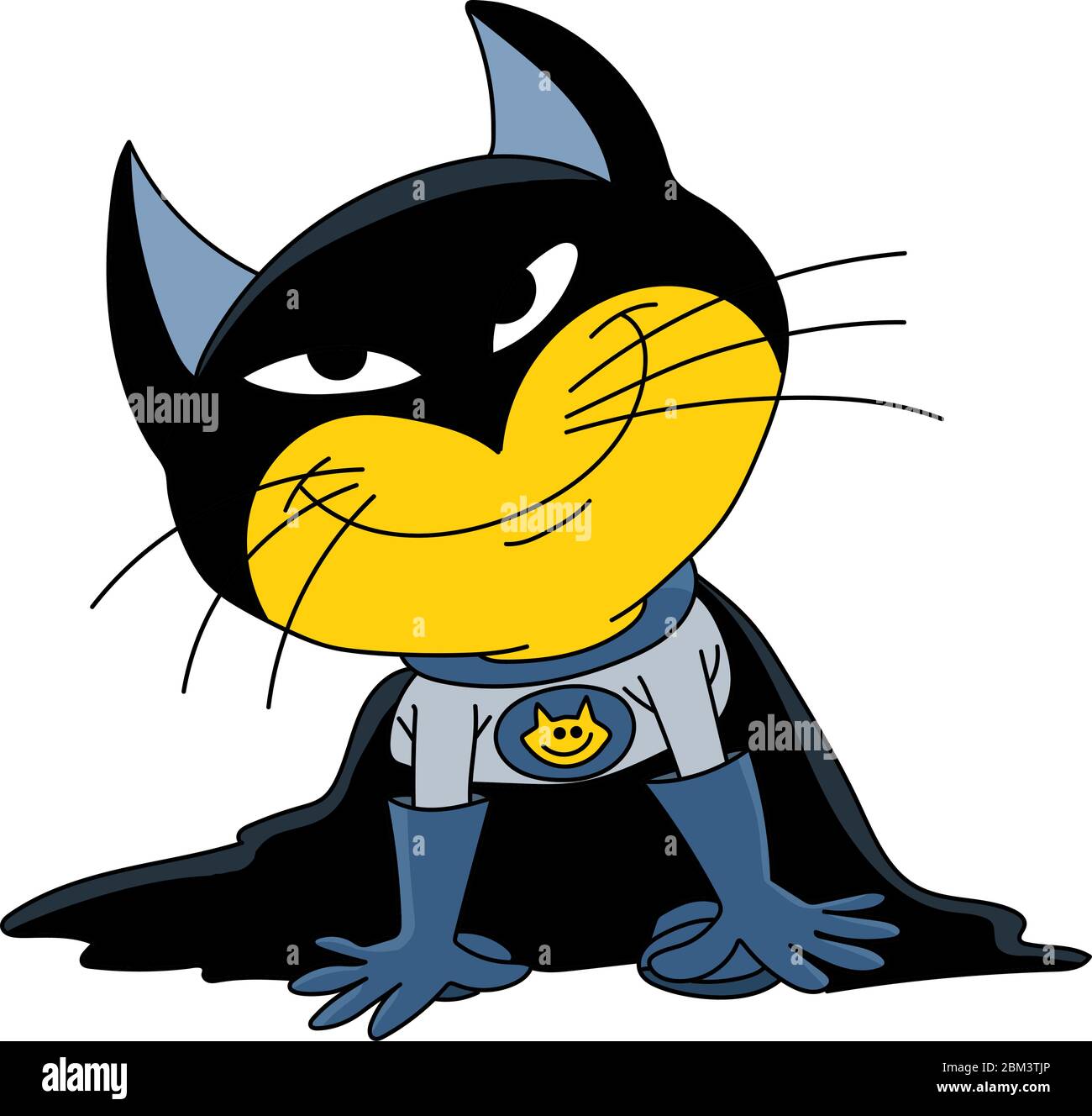 Chat de dessin animé habillé comme une illustration de vecteur super héros Illustration de Vecteur