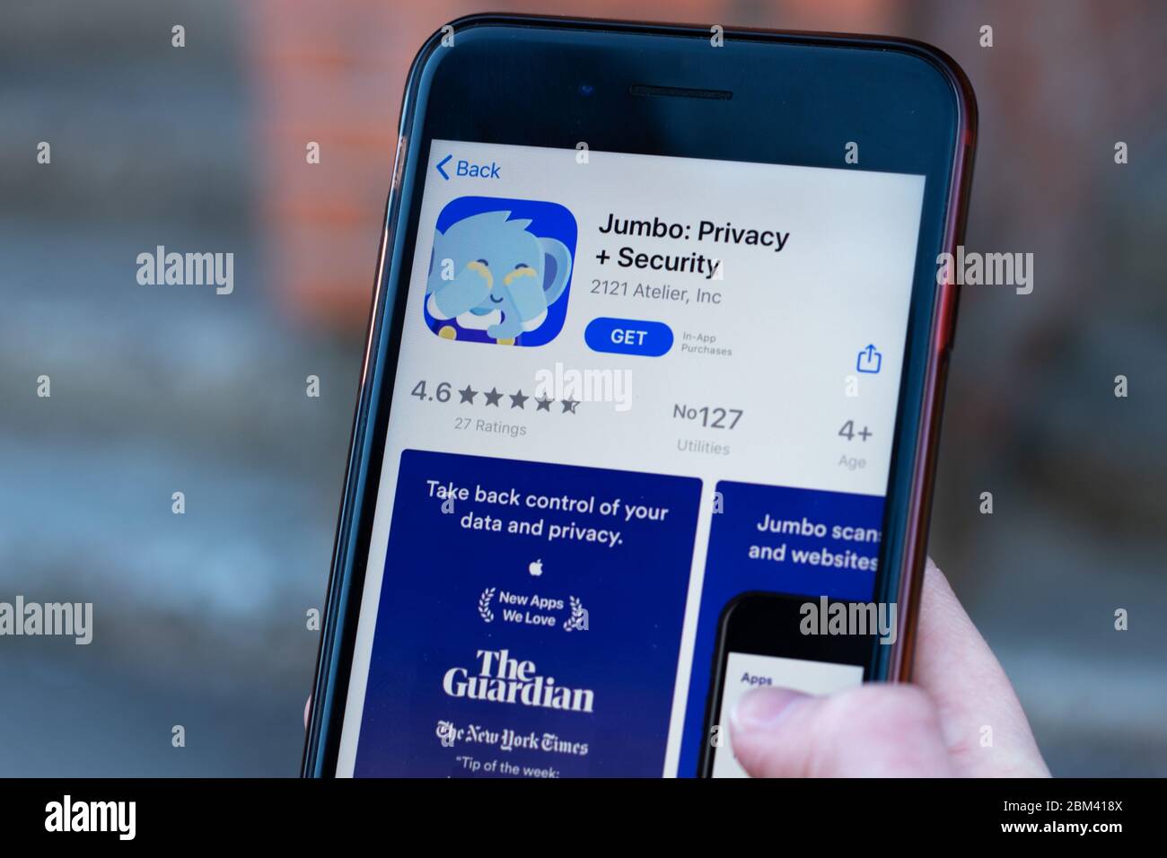 New York, Etats-Unis - 1er mai 2020 : gros plan du logo de l'application Jumbo sur l'écran du téléphone, illustration éditoriale Banque D'Images