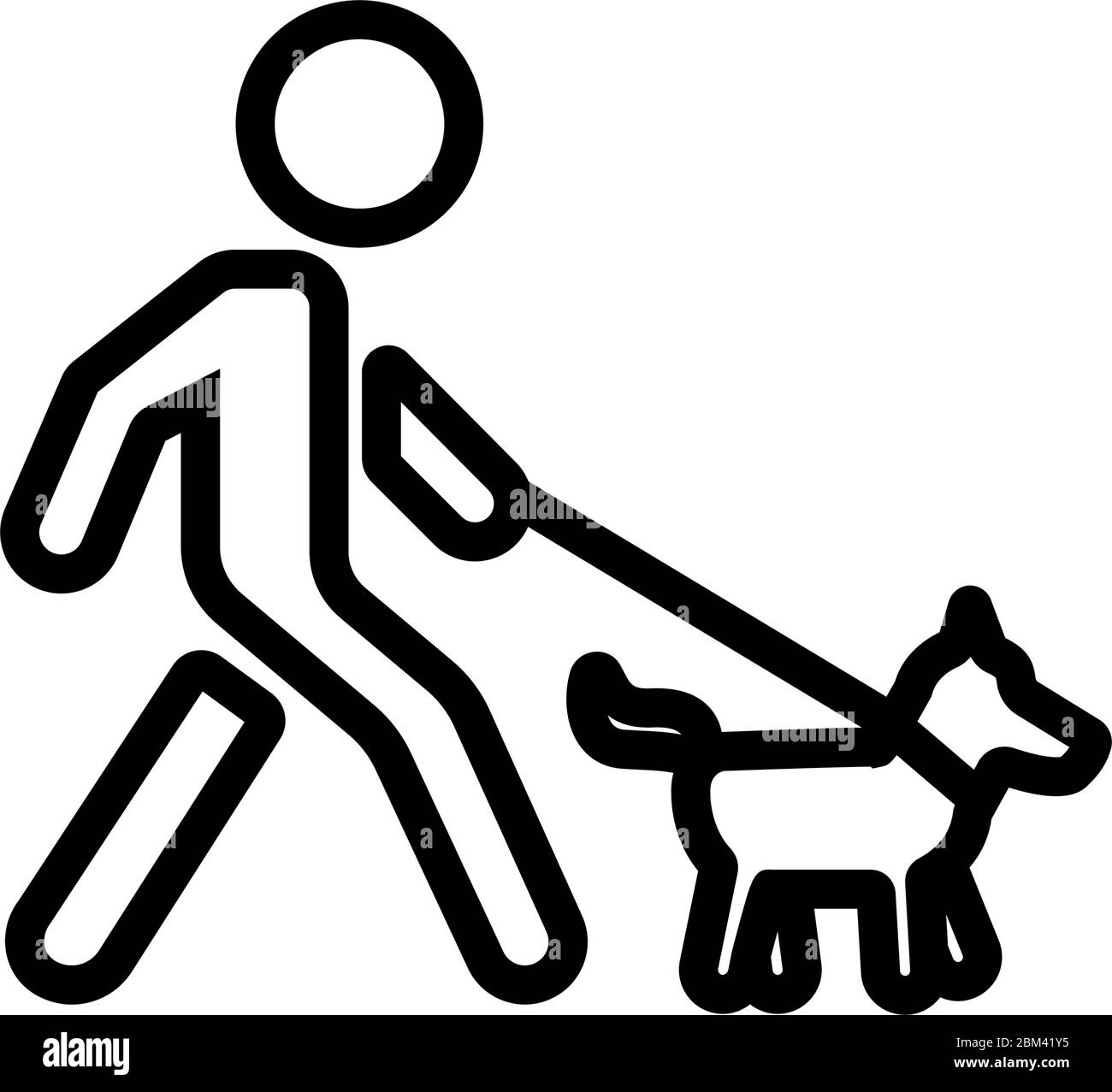 homme marchant avec un chien sur la laisse illustration vectorielle de l'icône Illustration de Vecteur